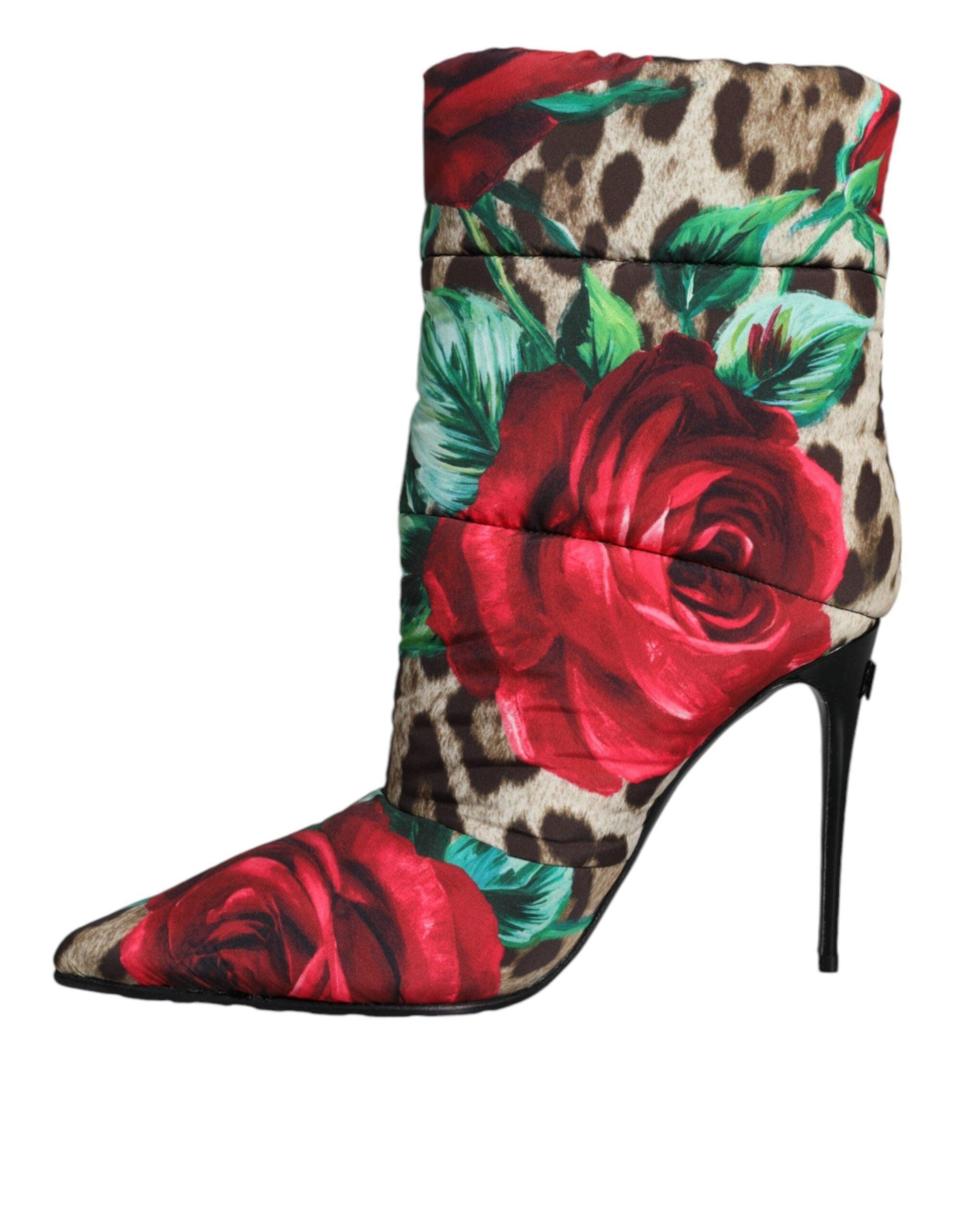 Dolce & Gabbana Multicolor Leopard Rose Mid Calf Boots Shoes - Arichezz.store