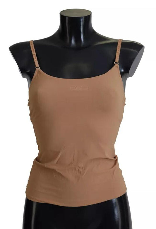 Dolce & Gabbana Brown Nylon Stretch Sleeveless Top Underwear - Arichezz.store