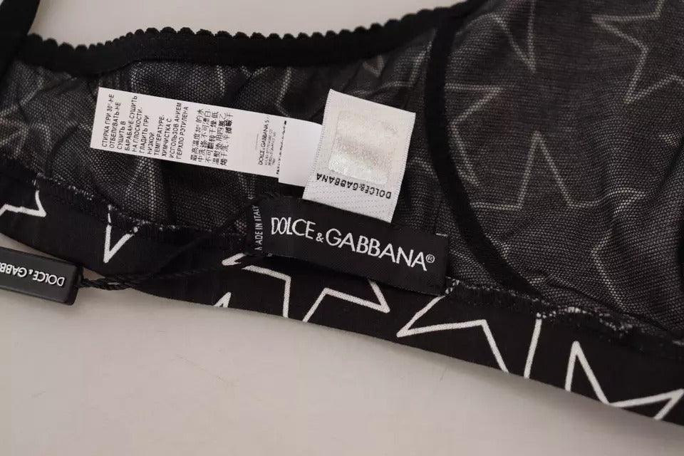 Dolce & Gabbana Black Millennials Star Non Wire Cotton Bra Underwear - Arichezz.store