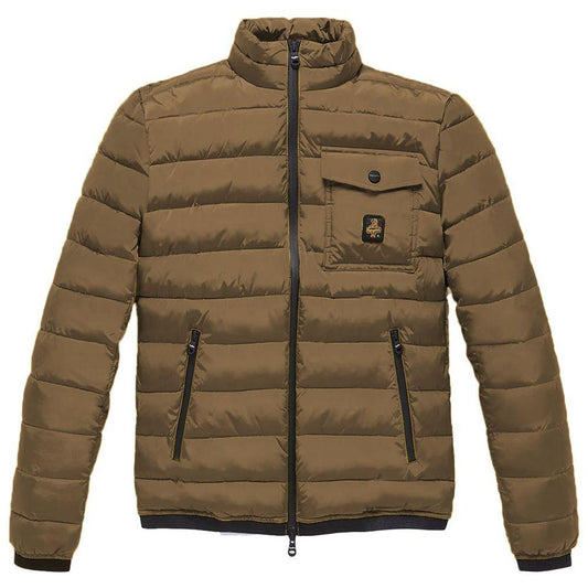 Refrigiwear Slim Fit Brown Nylon Down Jacket - Arichezz.store