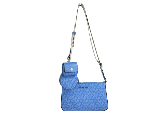 Michael Kors Jet Set Signature PVC Crossbody Tech Attachment Bag Purse Blue - Arichezz.store