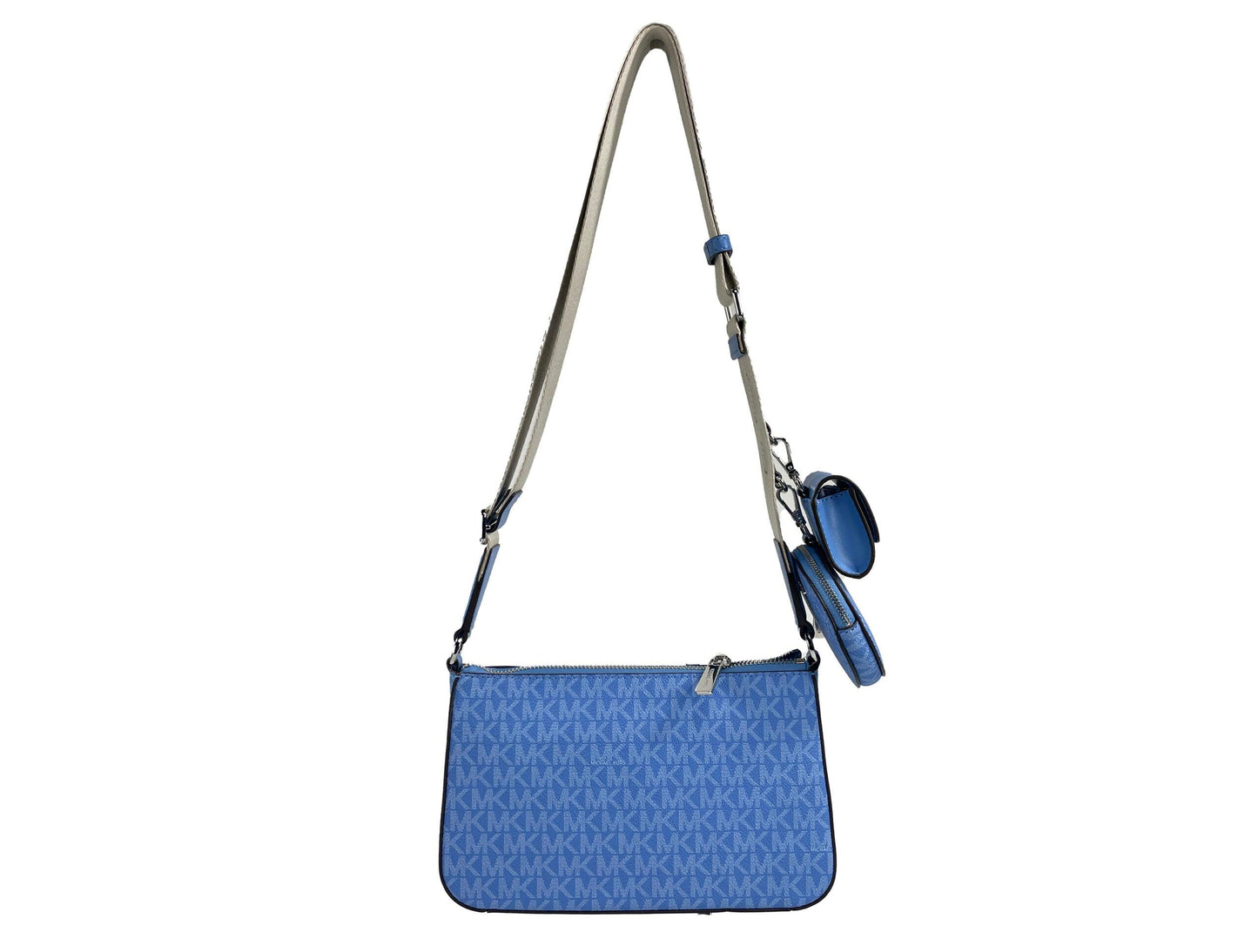 Michael Kors Jet Set Signature PVC Crossbody Tech Attachment Bag Purse Blue - Arichezz.store