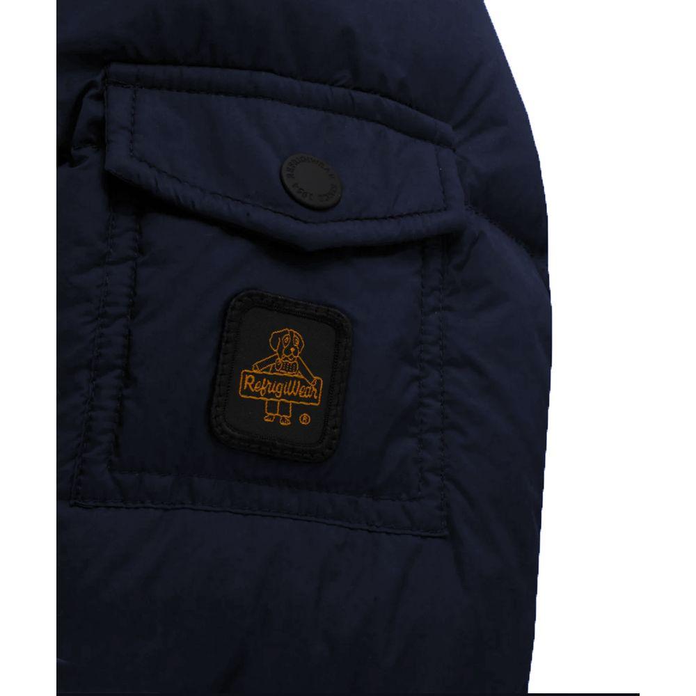 Refrigiwear Blue Polyester Down Jacket with Hood - Arichezz.store