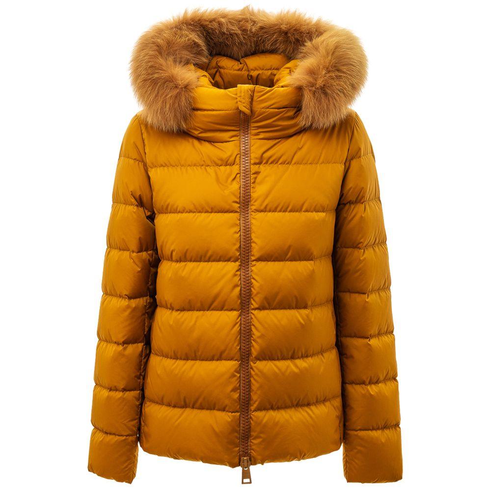 Herno Yellow Padded Down Jacket with Removable Fur - Arichezz.store