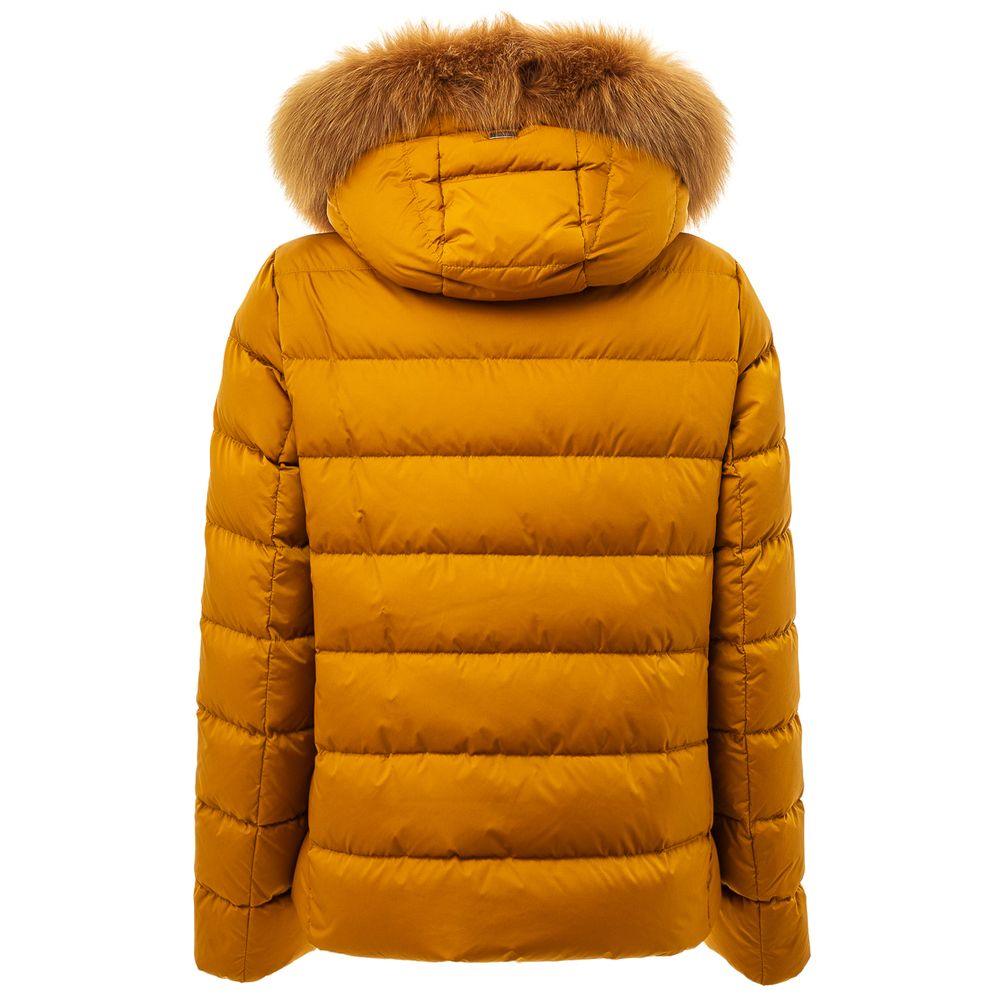 Herno Yellow Padded Down Jacket with Removable Fur - Arichezz.store