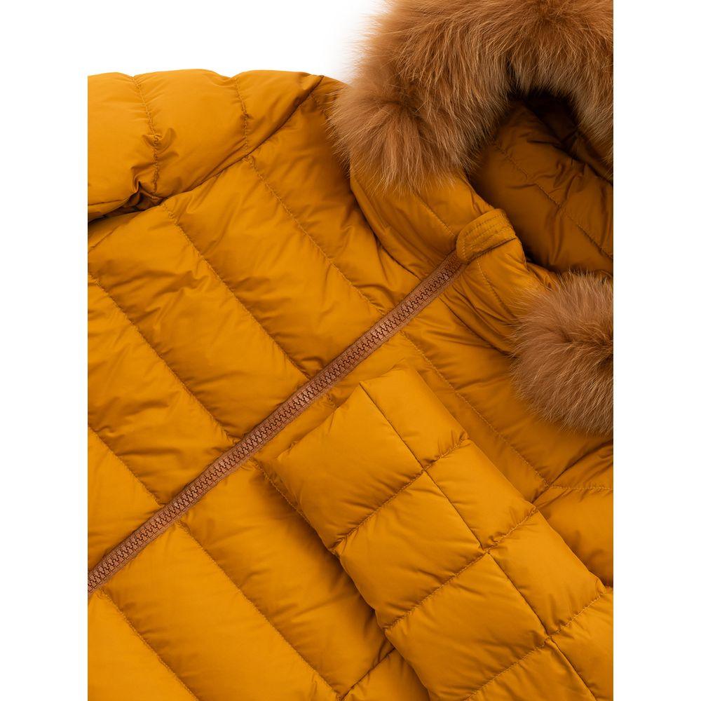 Herno Yellow Padded Down Jacket with Removable Fur - Arichezz.store