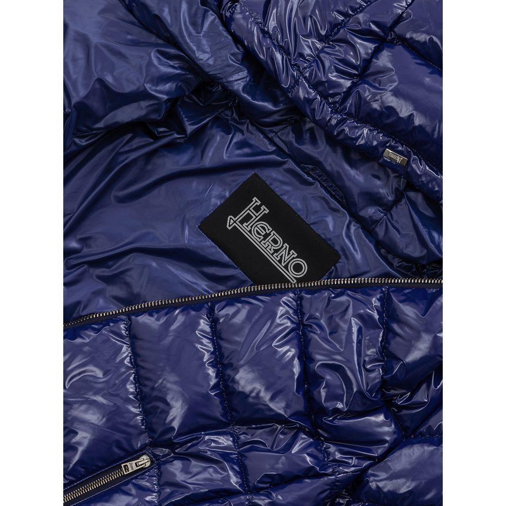 Herno Blue Padded Down Jacket with Removable Belt - Arichezz.store