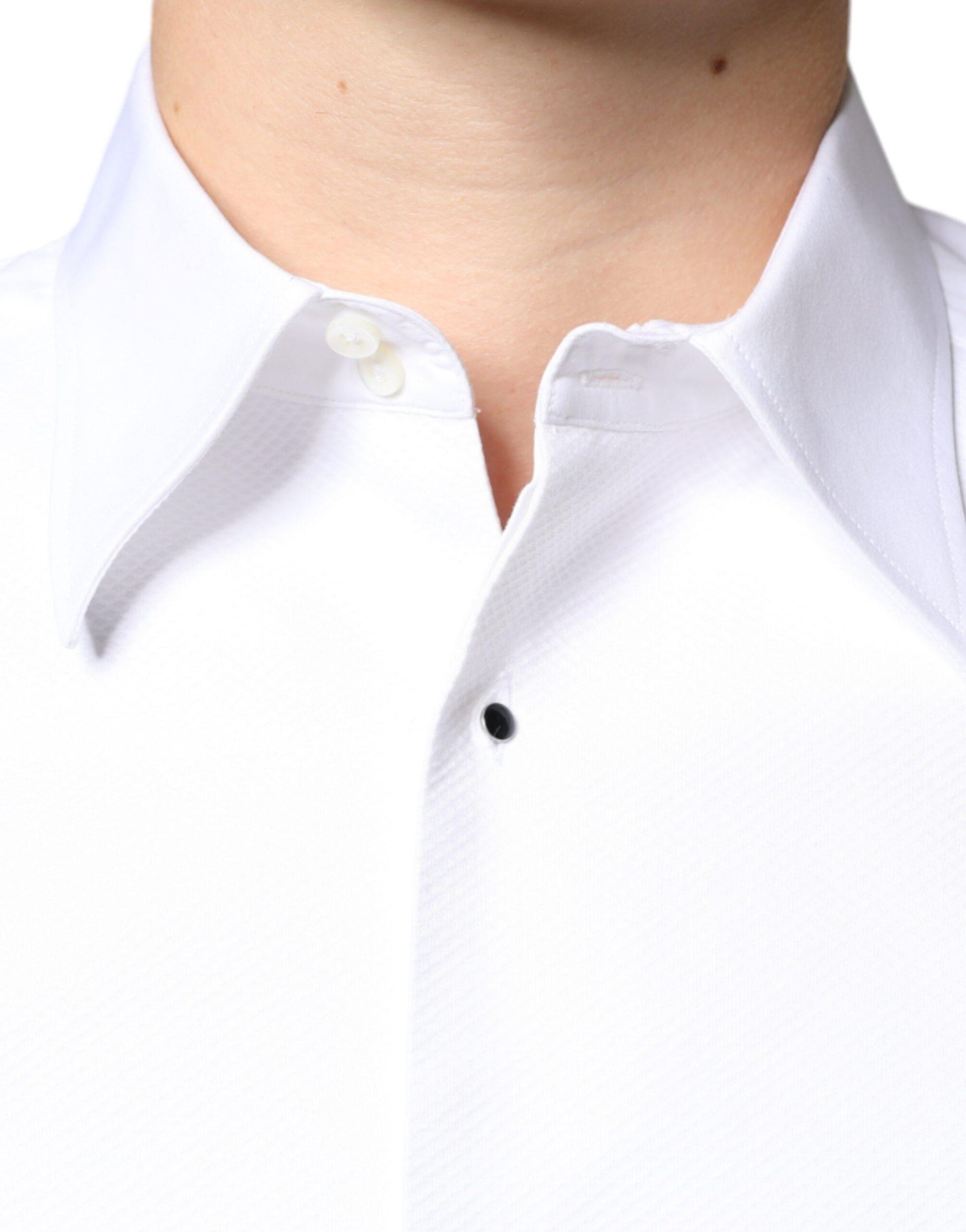 Dolce & Gabbana White Bib Cotton Poplin Formal Dress Shirt - Arichezz.store