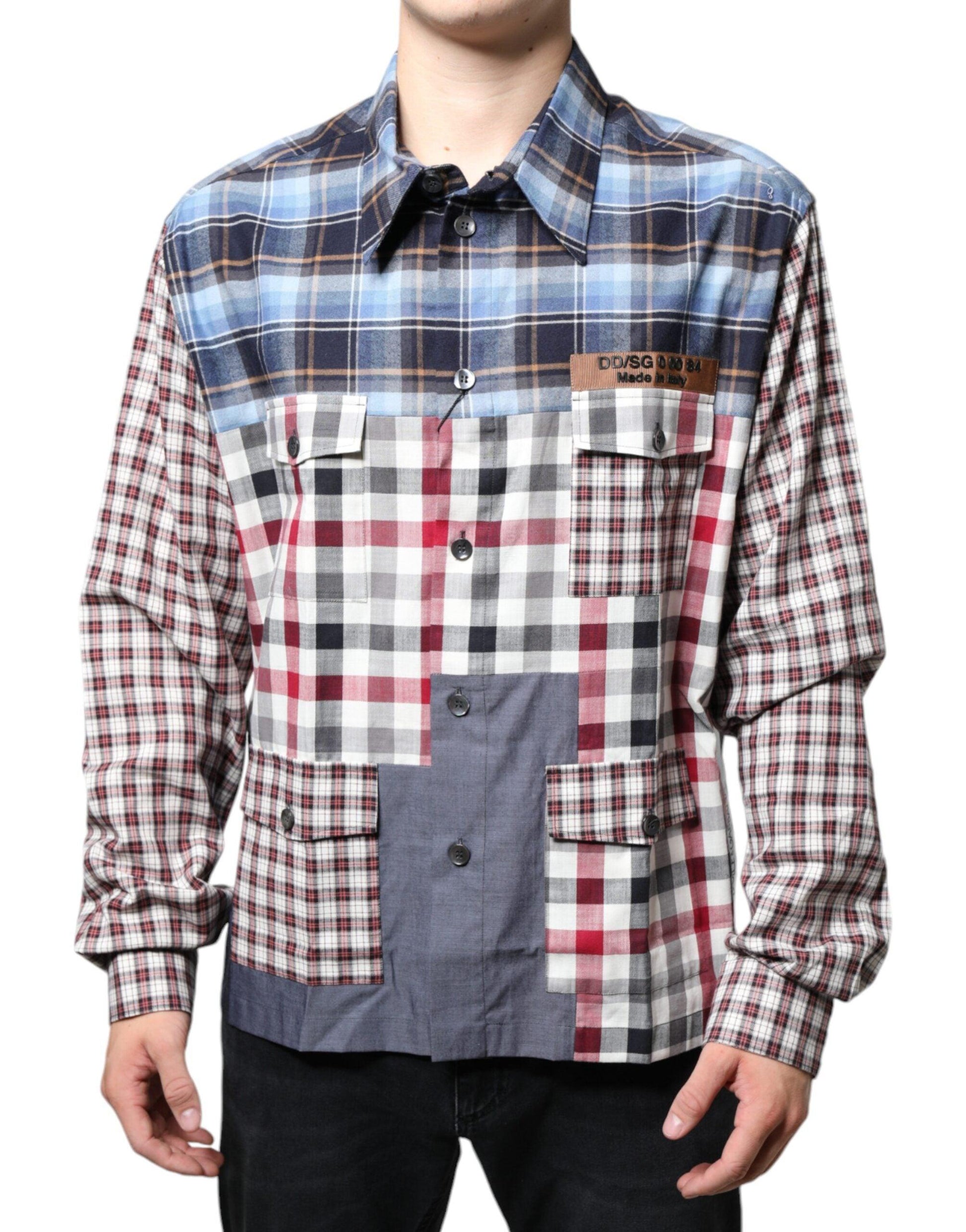 Dolce & Gabbana Multicolor Patchwork Button Down Casual Shirt - Arichezz.store