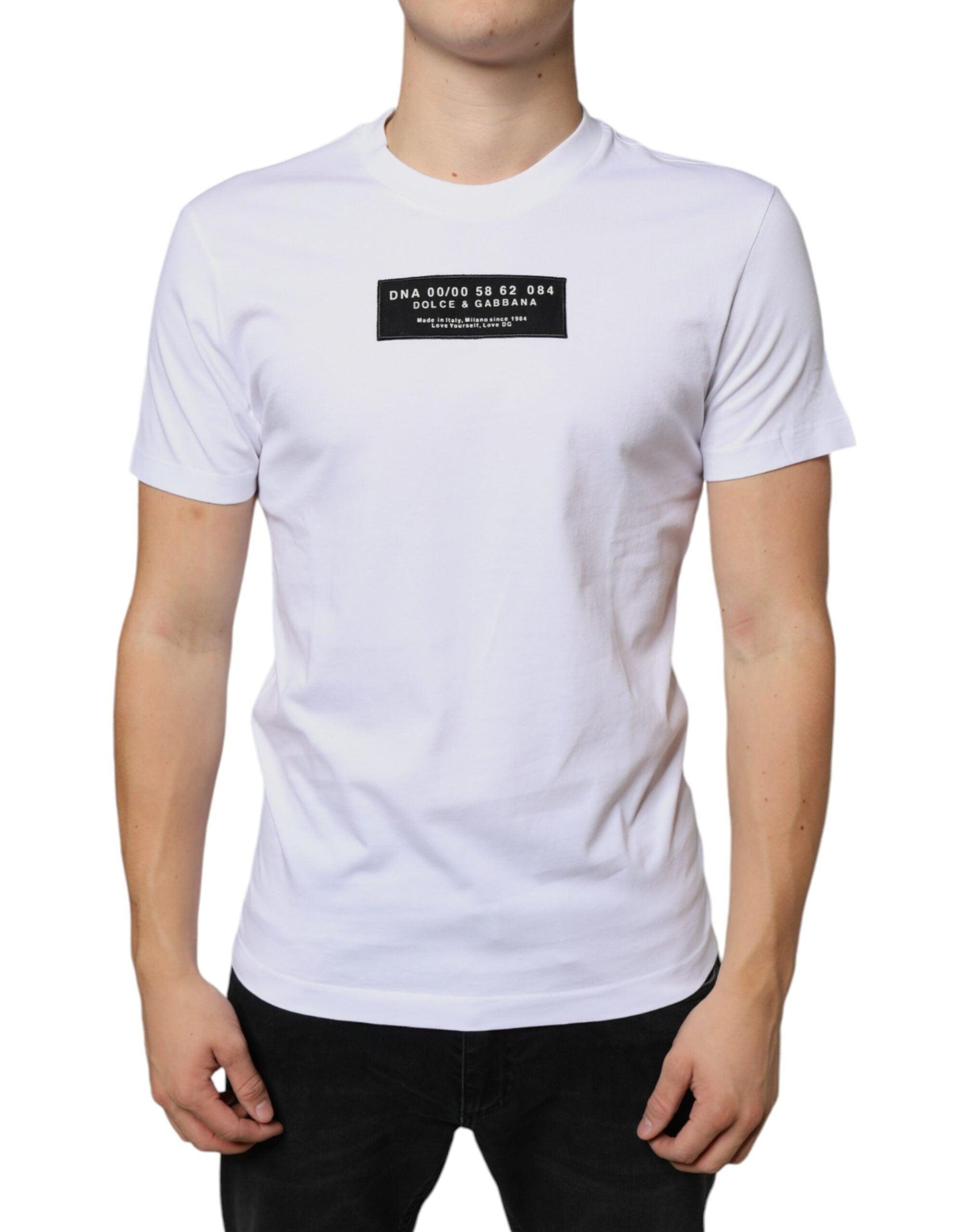 Dolce & Gabbana White Cotton DG Applique Casual T-shirt - Arichezz.store