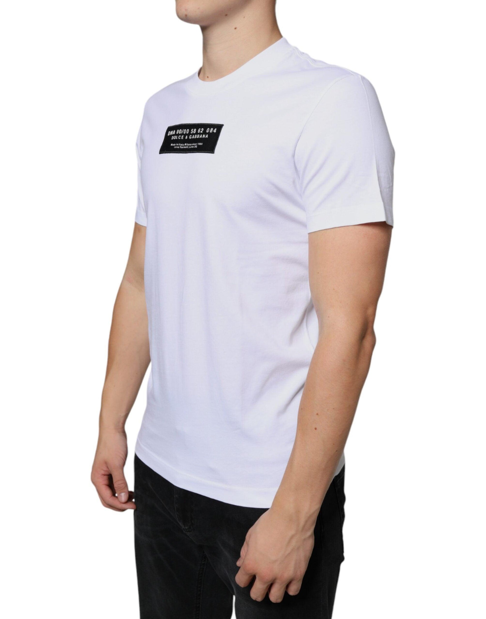 Dolce & Gabbana White Cotton DG Applique Casual T-shirt - Arichezz.store