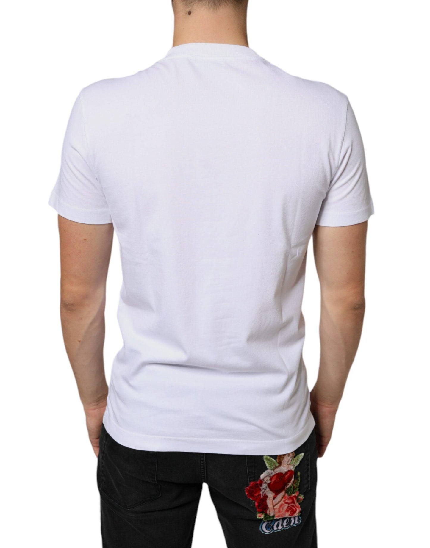 Dolce & Gabbana White Cotton DG Applique Casual T-shirt - Arichezz.store