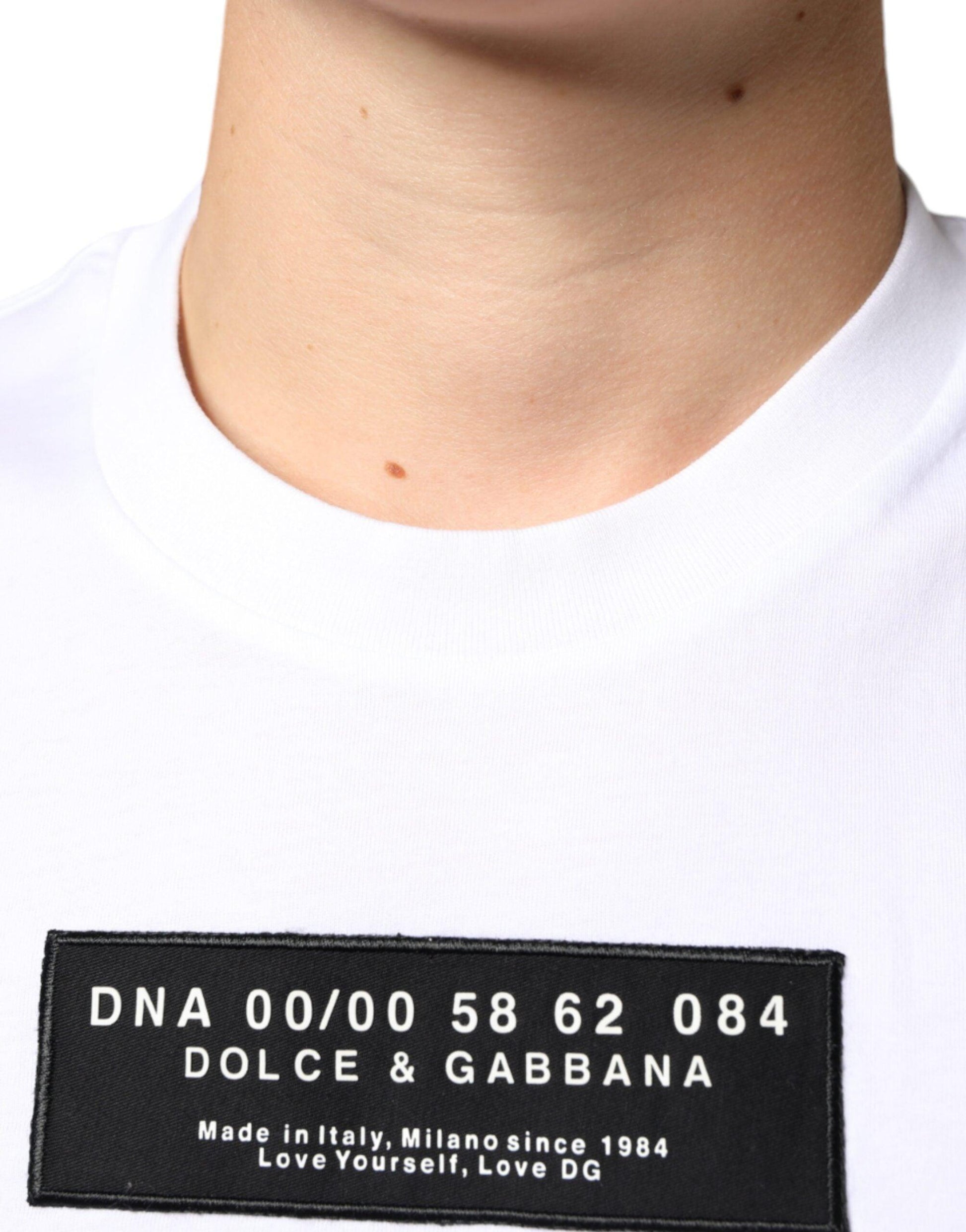 Dolce & Gabbana White Cotton DG Applique Casual T-shirt - Arichezz.store