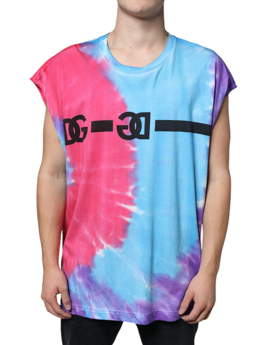 Dolce & Gabbana Multicolor Tie Dye Cotton Sleeveless T-shirt - Arichezz.store