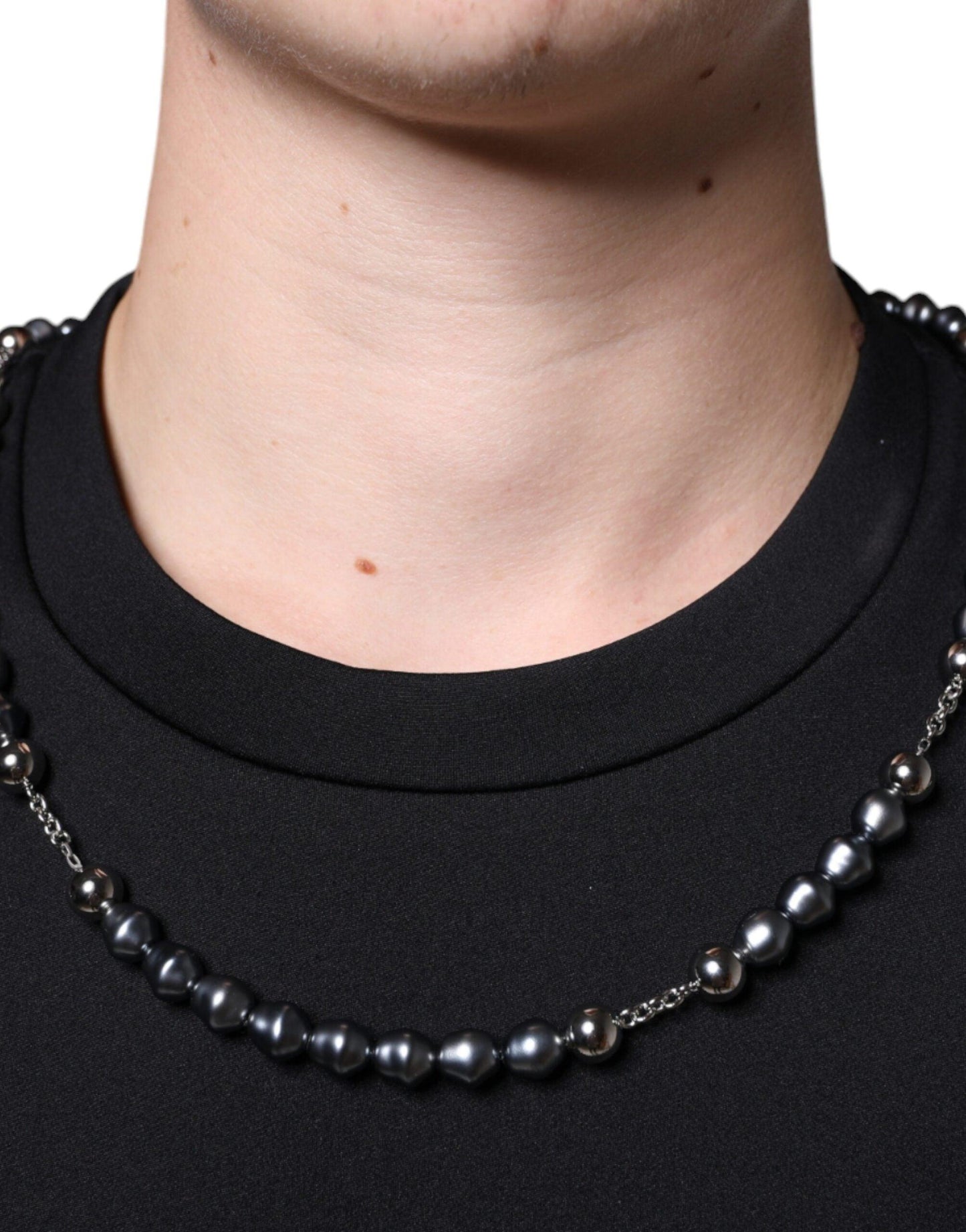 Dolce & Gabbana Black Polyester Necklace Embellished T-shirt - Arichezz.store