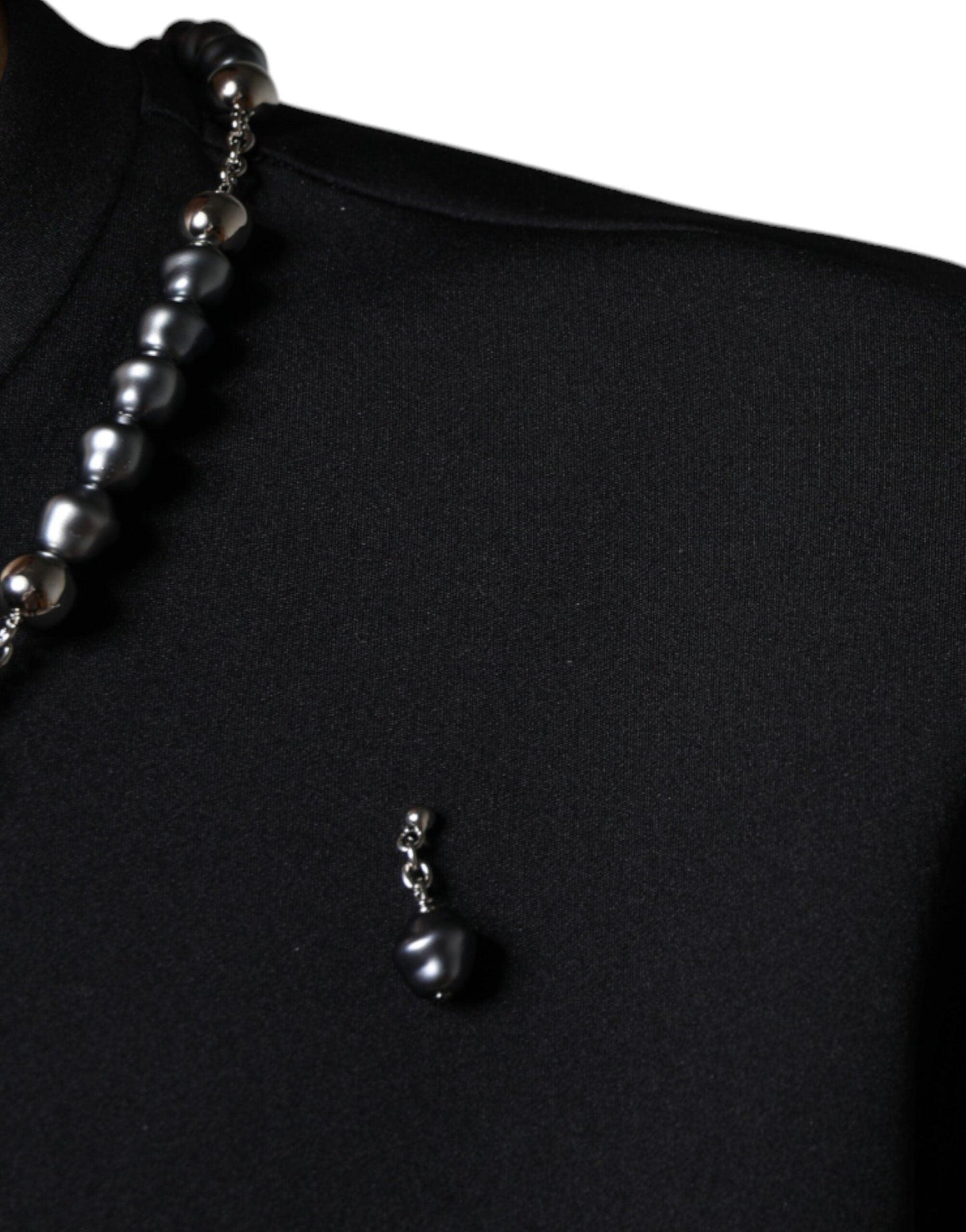 Dolce & Gabbana Black Polyester Necklace Embellished T-shirt - Arichezz.store