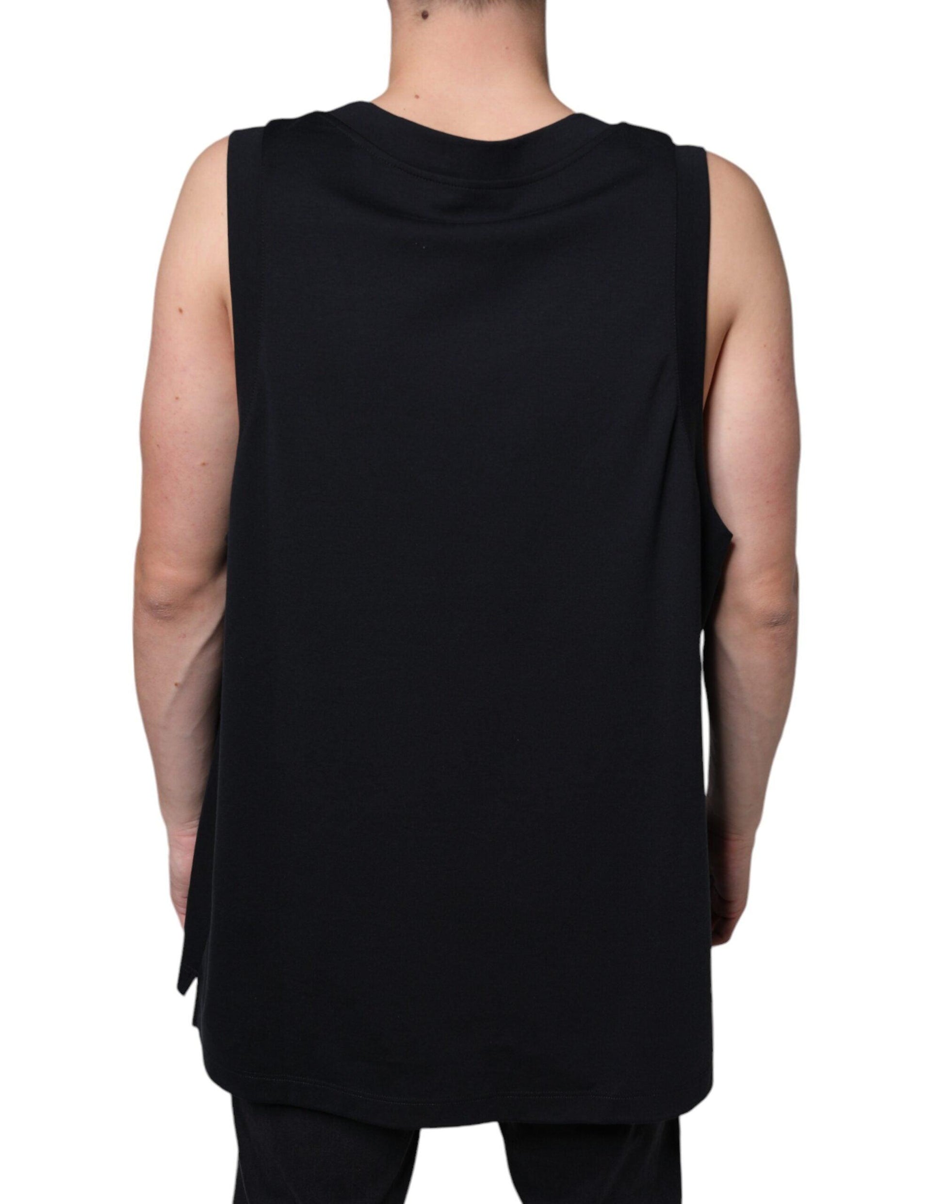 Dolce & Gabbana Black Cotton Born To Be Free Sleeveless T-shirt - Arichezz.store