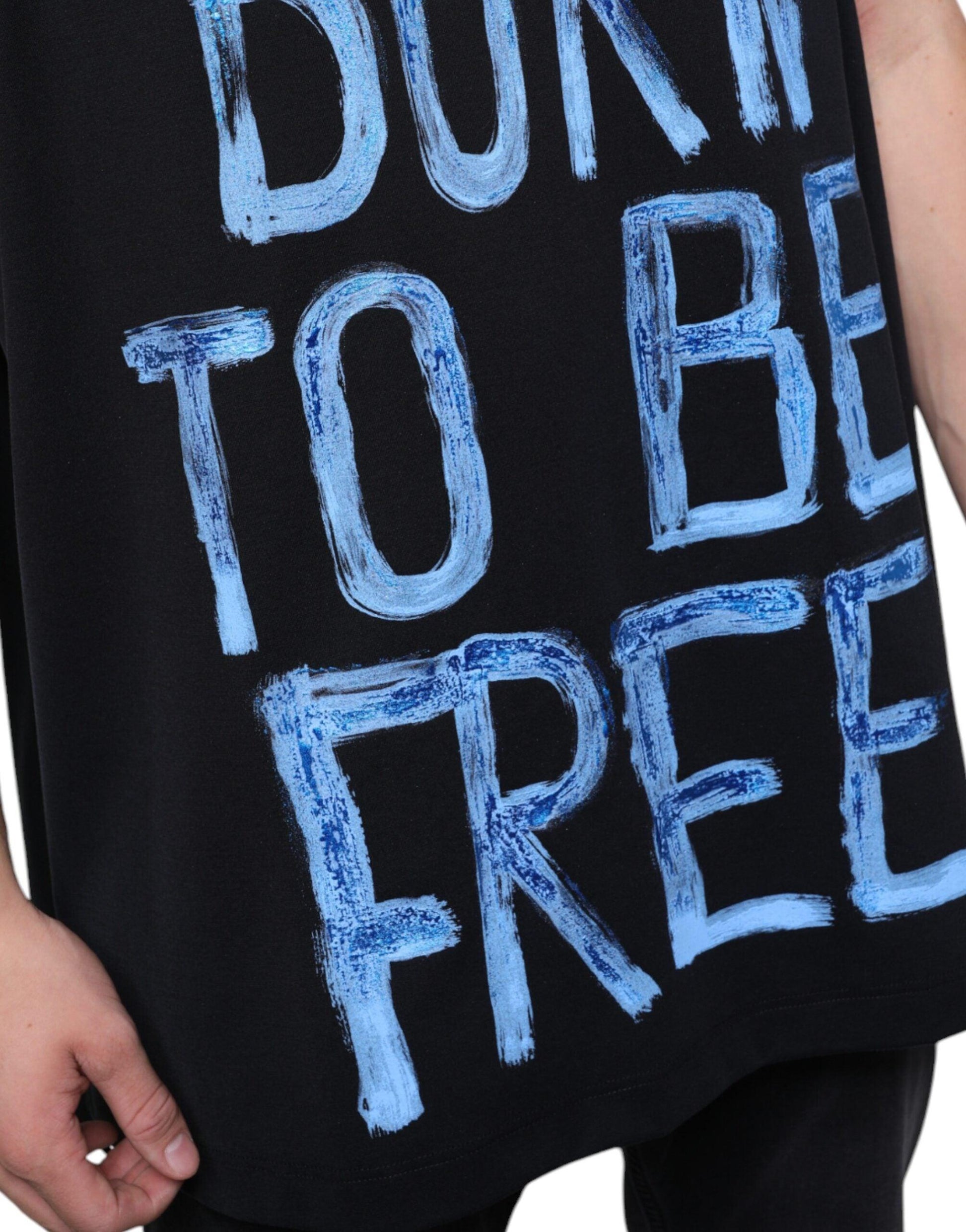 Dolce & Gabbana Black Cotton Born To Be Free Sleeveless T-shirt - Arichezz.store