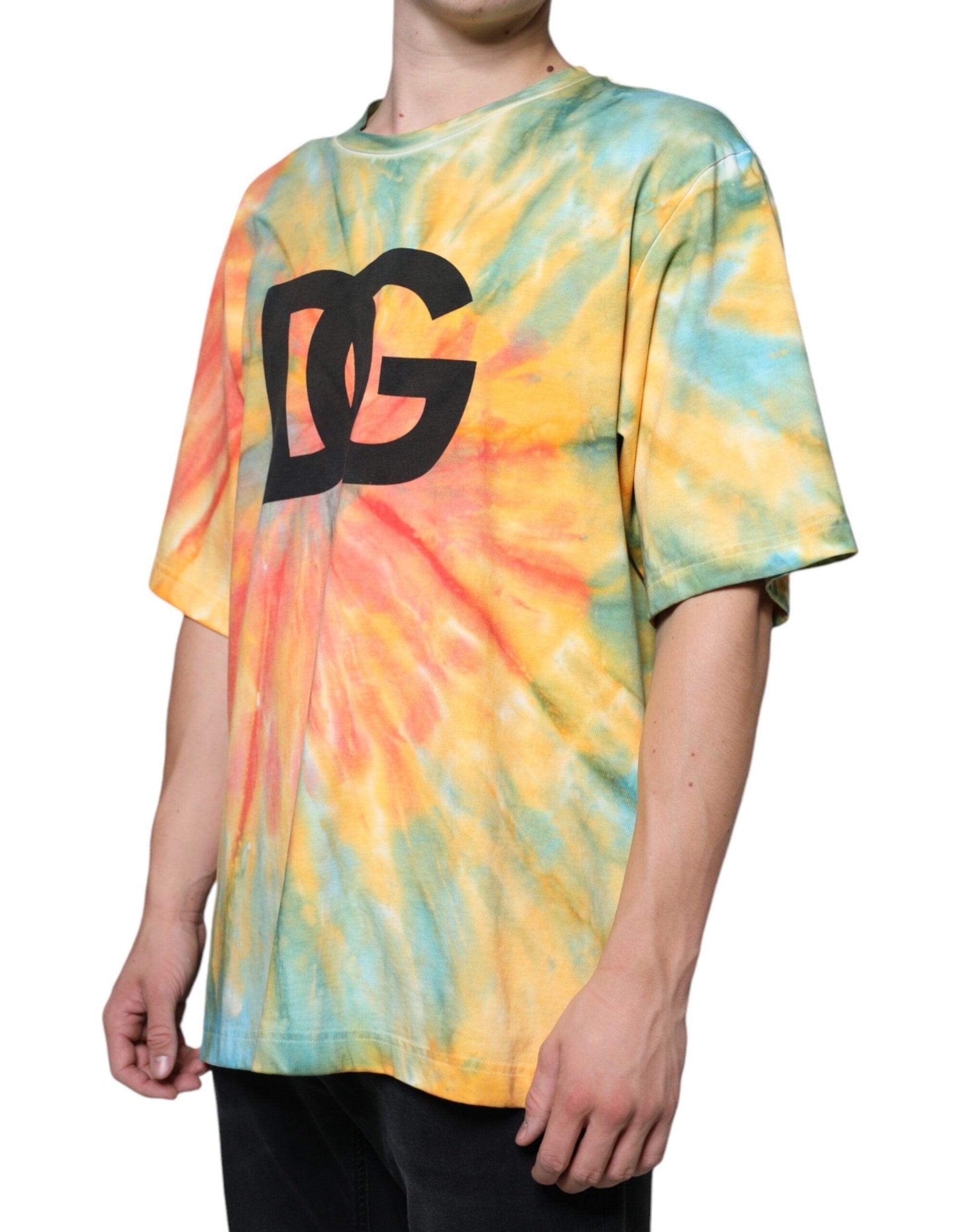 Dolce & Gabbana Multicolor Tie-Dye Logo Cotton T-shirt - Arichezz.store