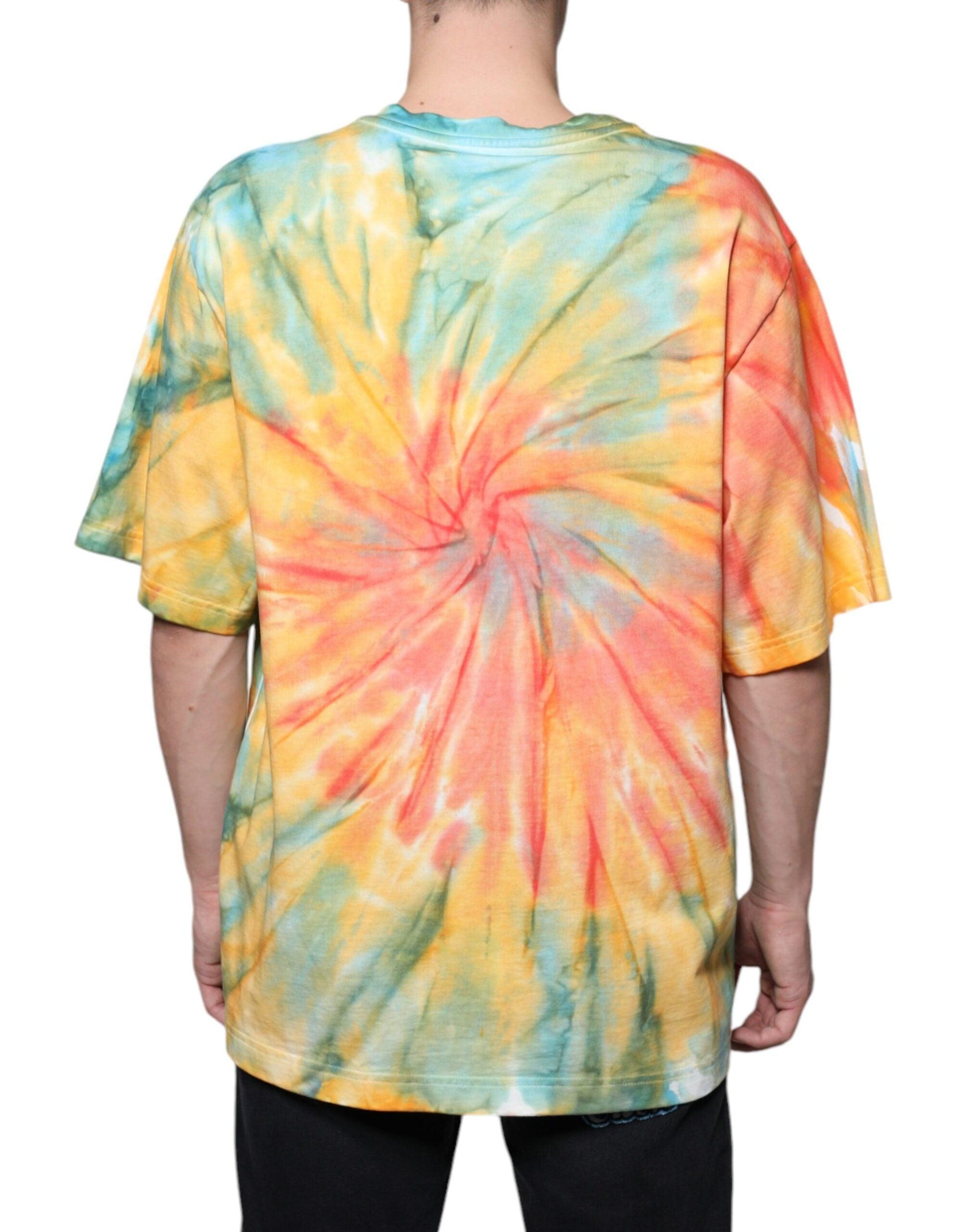 Dolce & Gabbana Multicolor Tie-Dye Logo Cotton T-shirt - Arichezz.store