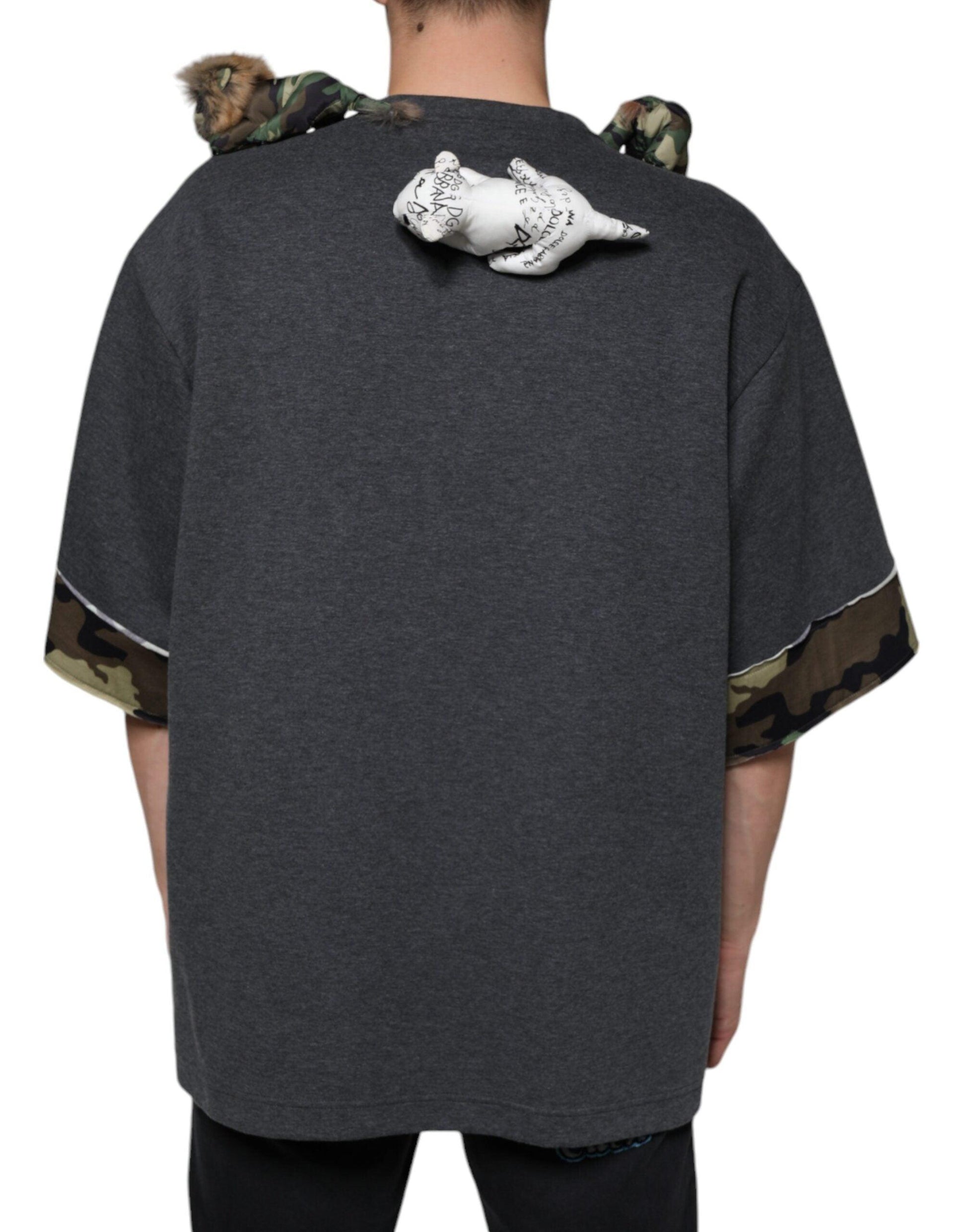 Dolce & Gabbana Gray Camouflage Animal Stuff Cotton T-shirt - Arichezz.store