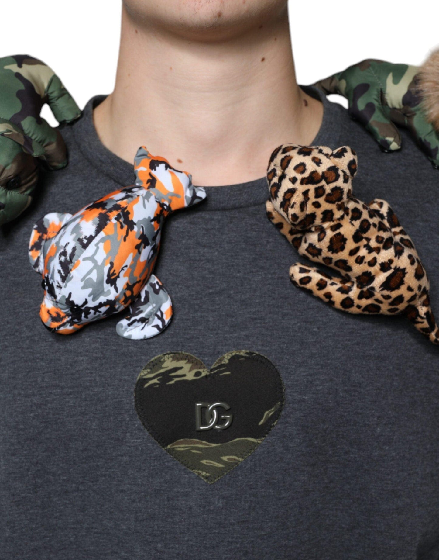 Dolce & Gabbana Gray Camouflage Animal Stuff Cotton T-shirt - Arichezz.store