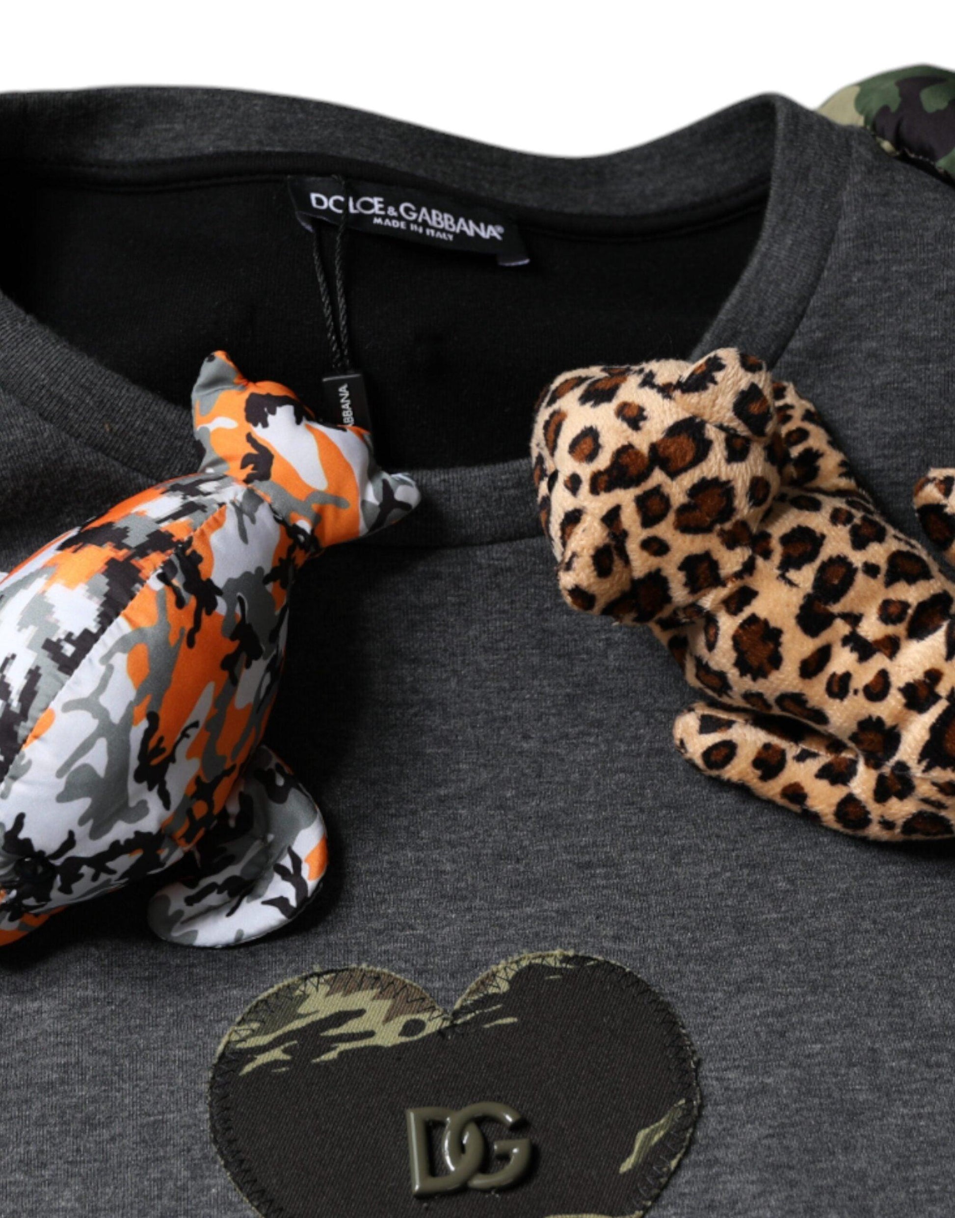 Dolce & Gabbana Gray Camouflage Animal Stuff Cotton T-shirt - Arichezz.store