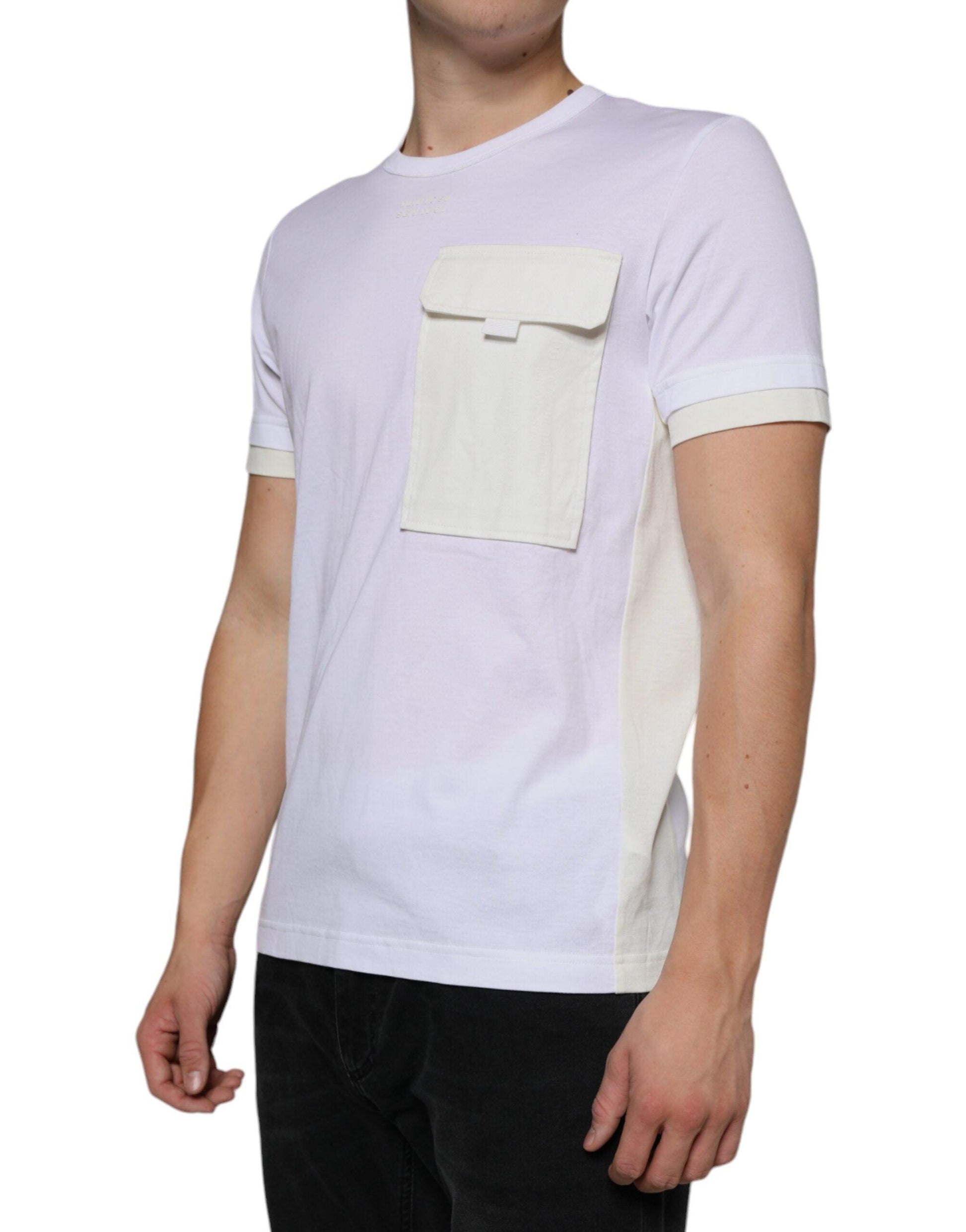 Dolce & Gabbana White Cotton Pocket Short Sleeves T-shirt - Arichezz.store