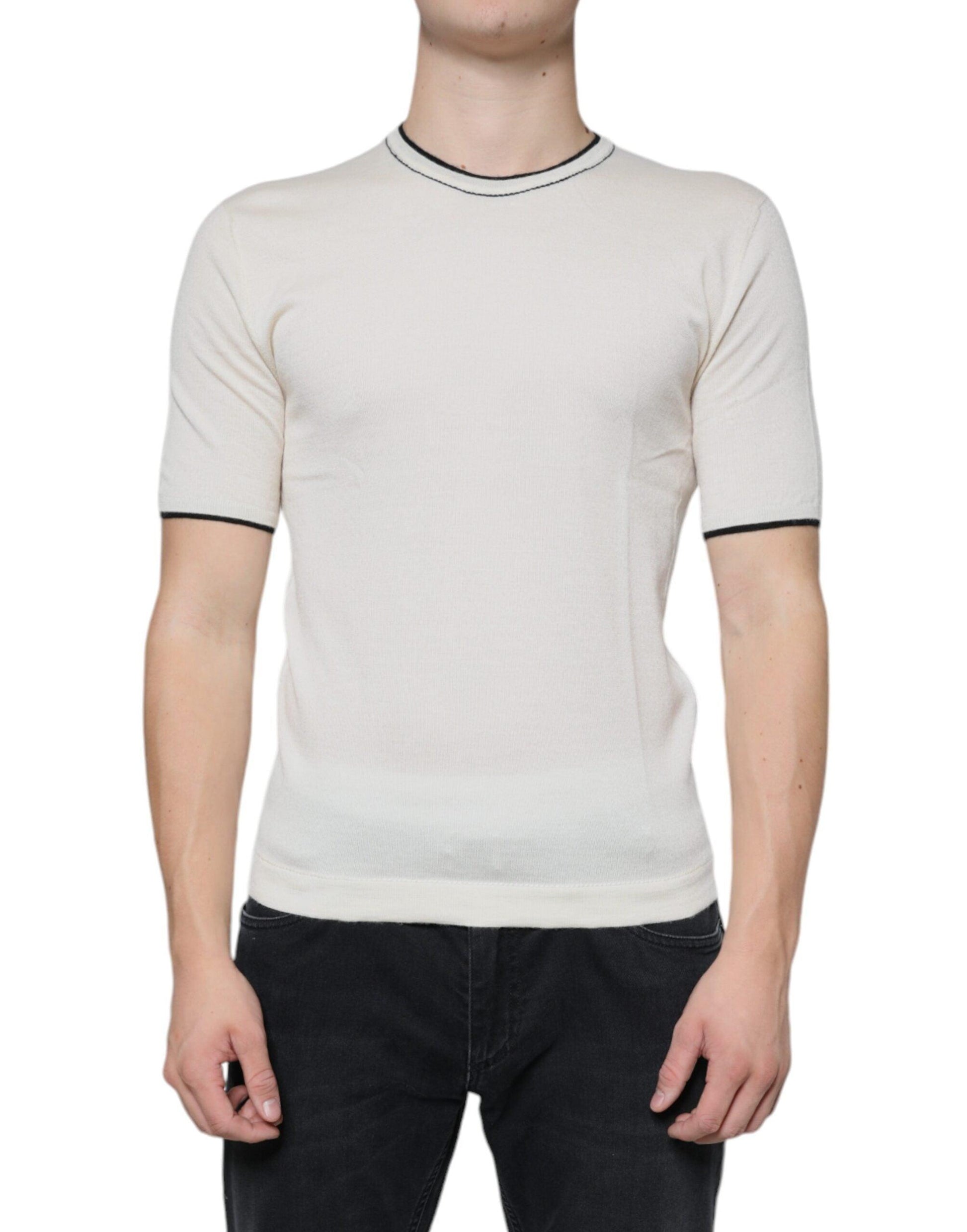 Dolce & Gabbana Off White Cashmere Short Sleeves T-shirt - Arichezz.store