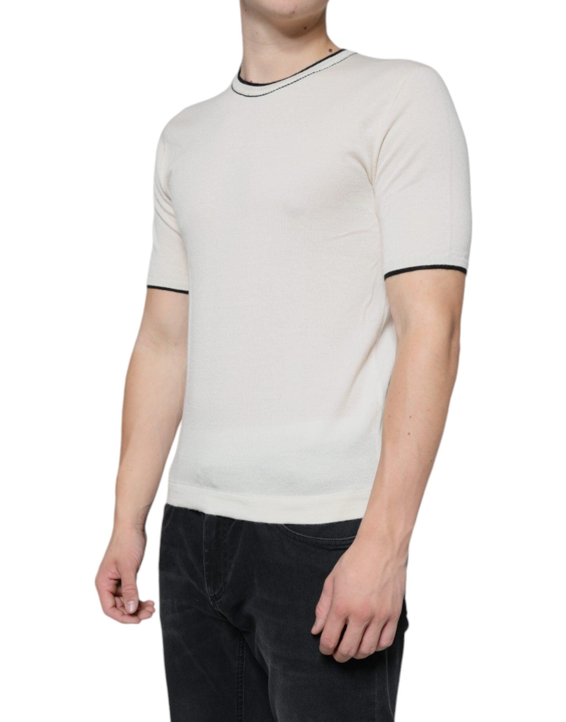 Dolce & Gabbana Off White Cashmere Short Sleeves T-shirt - Arichezz.store