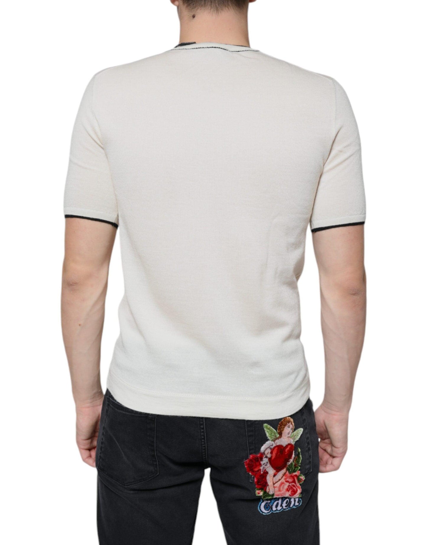 Dolce & Gabbana Off White Cashmere Short Sleeves T-shirt - Arichezz.store