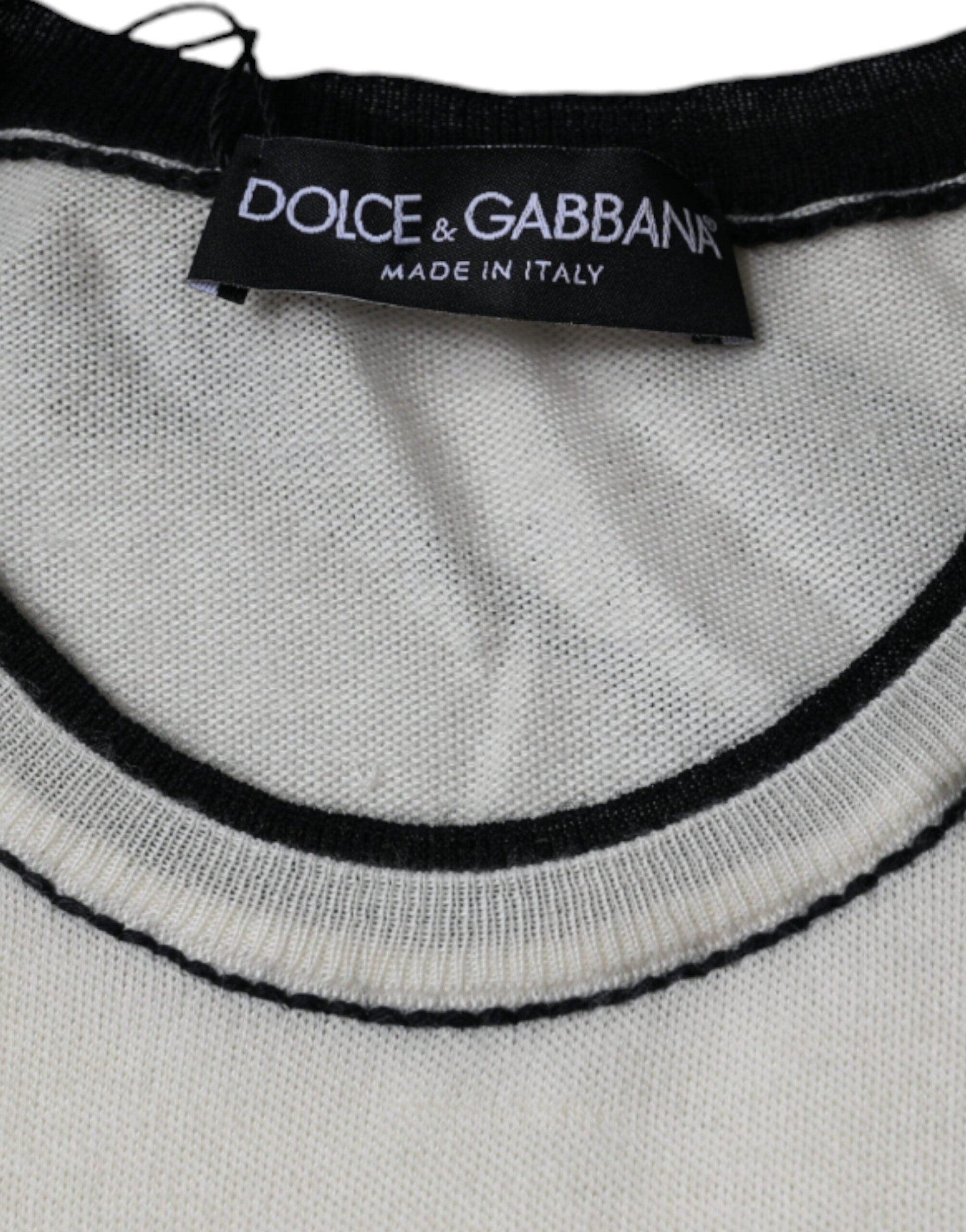 Dolce & Gabbana Off White Cashmere Short Sleeves T-shirt - Arichezz.store