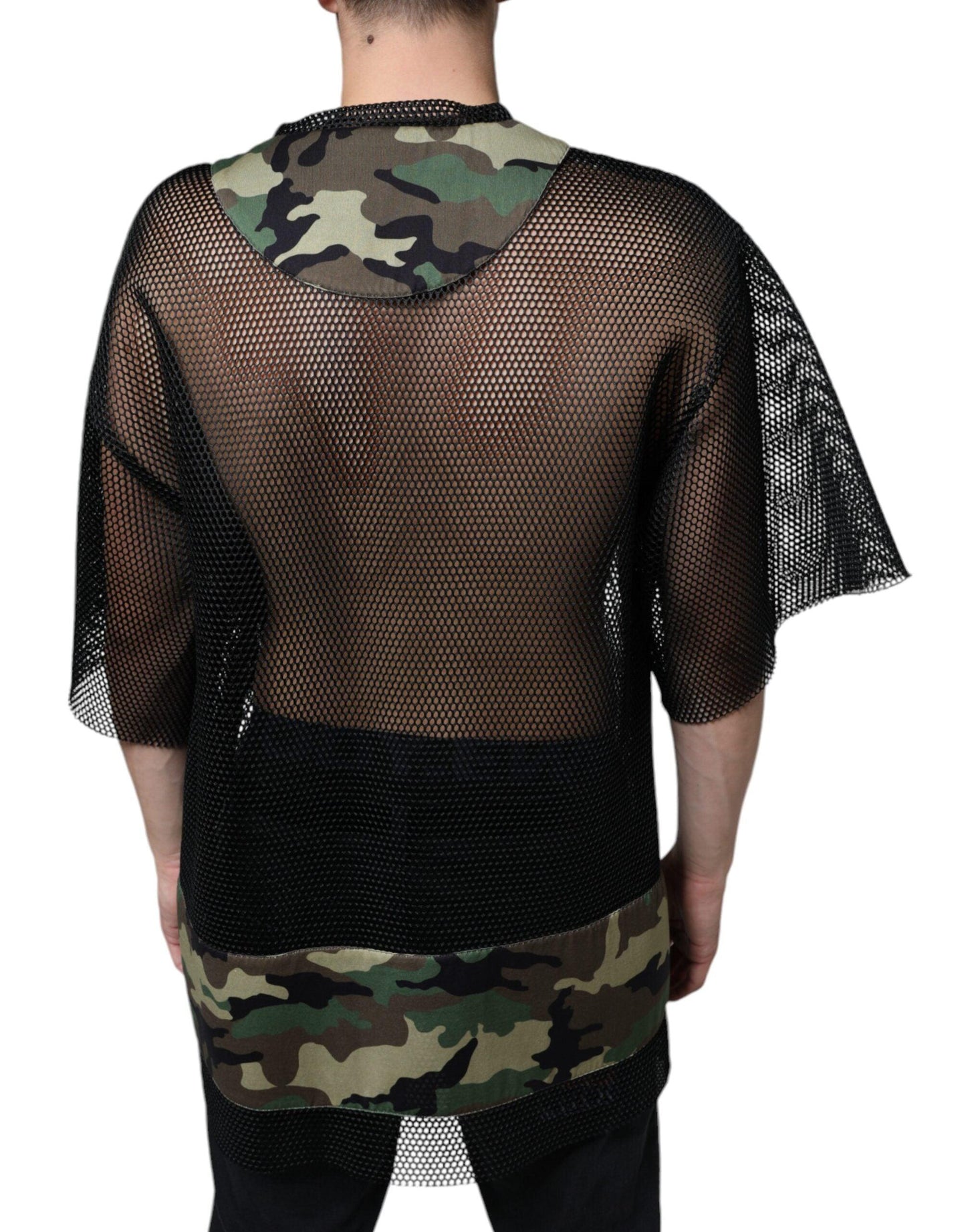 Dolce & Gabbana Black Mesh Camouflage Short Sleeves T-shirt - Arichezz.store