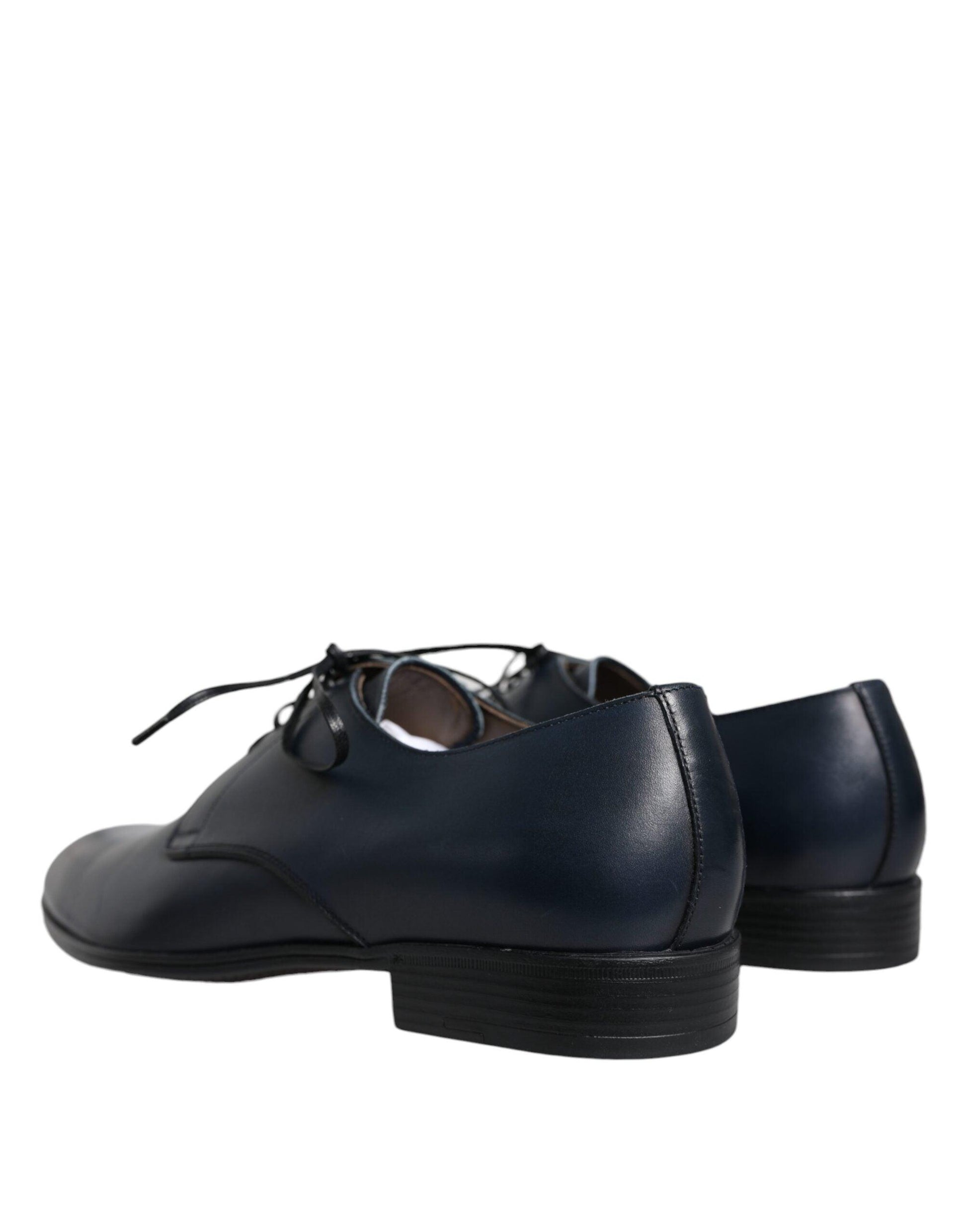 Dolce & Gabbana Navy Blue Leather Derby Dress Formal Shoes - Arichezz.store