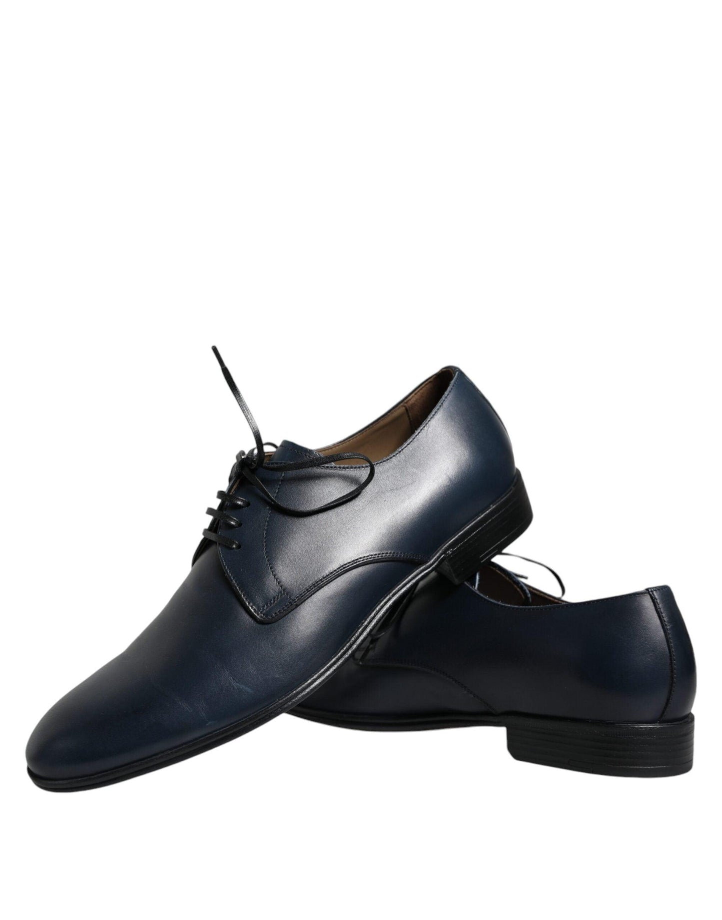 Dolce & Gabbana Navy Blue Leather Derby Dress Formal Shoes - Arichezz.store