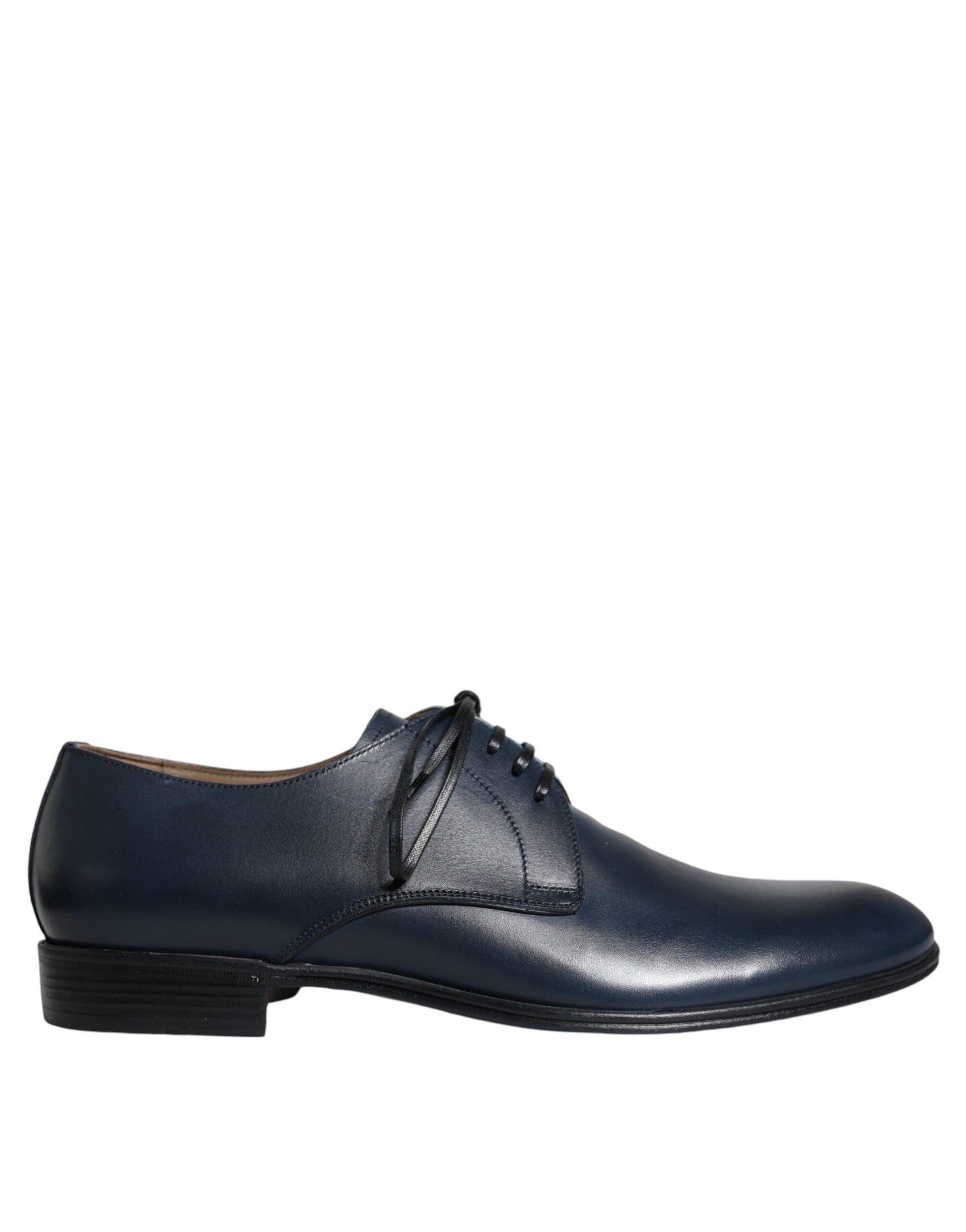 Dolce & Gabbana Navy Blue Leather Derby Dress Formal Shoes - Arichezz.store