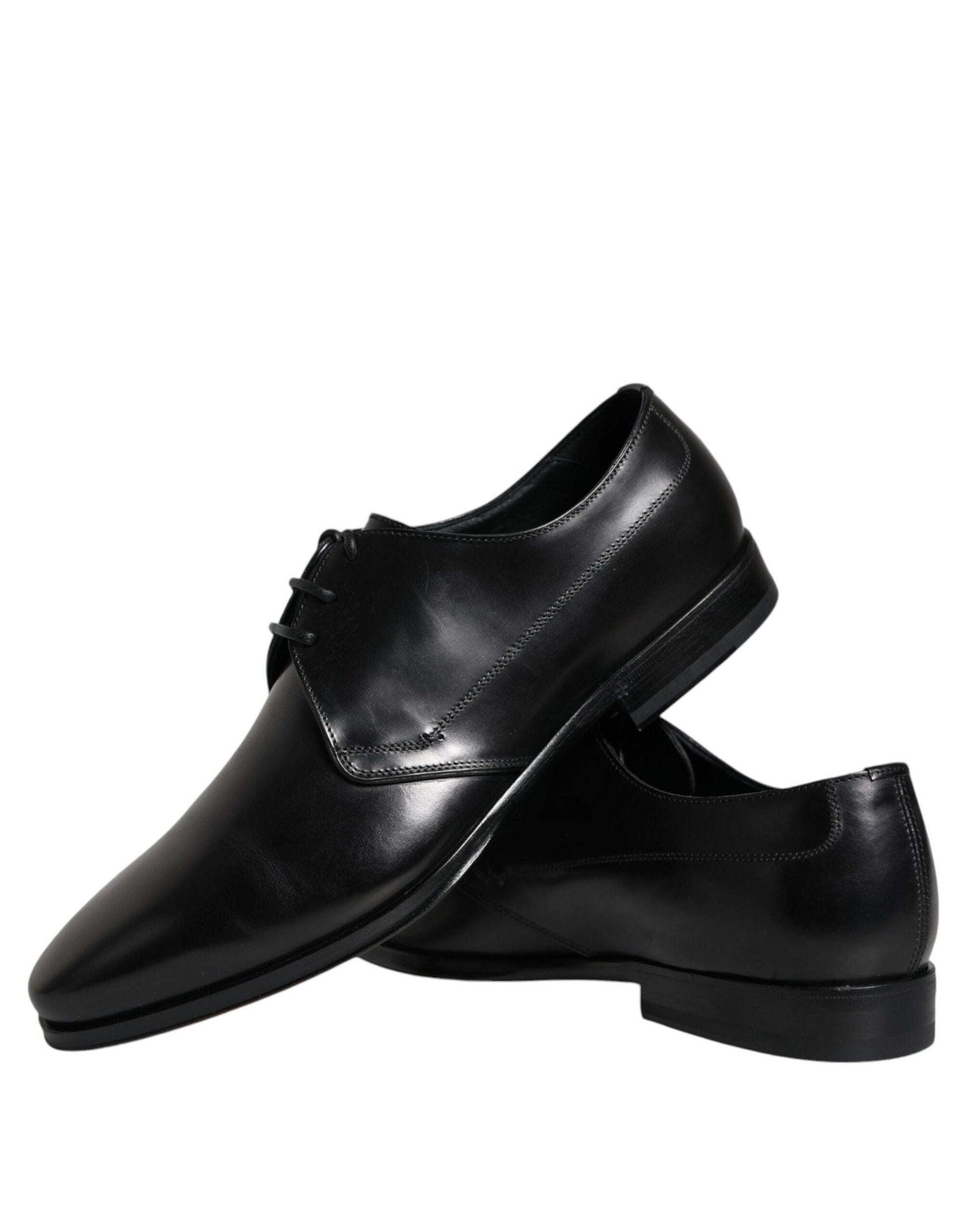 Dolce & Gabbana Black Leather Derby Formal Dress Shoes - Arichezz.store