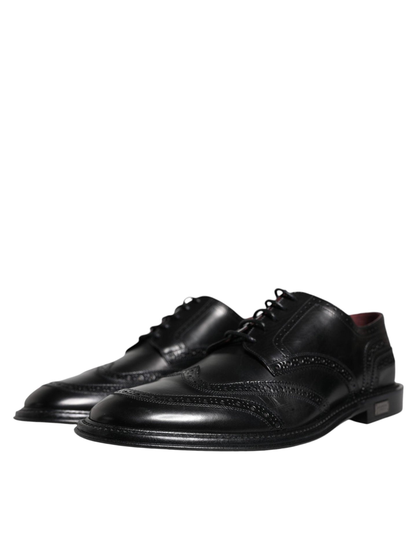 Dolce & Gabbana Black Leather Oxford Wingtip Formal Shoes - Arichezz.store