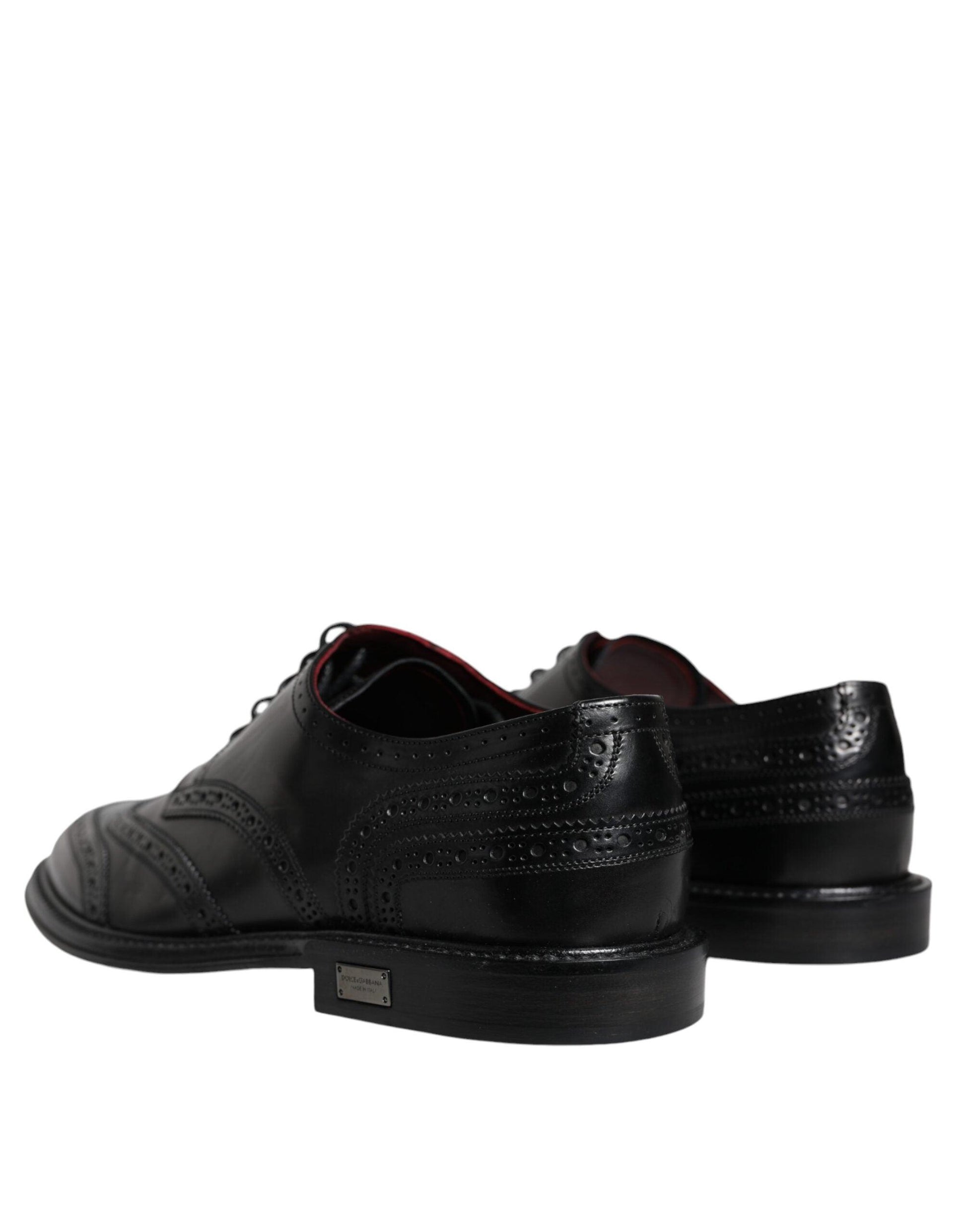 Dolce & Gabbana Black Leather Oxford Wingtip Formal Shoes - Arichezz.store