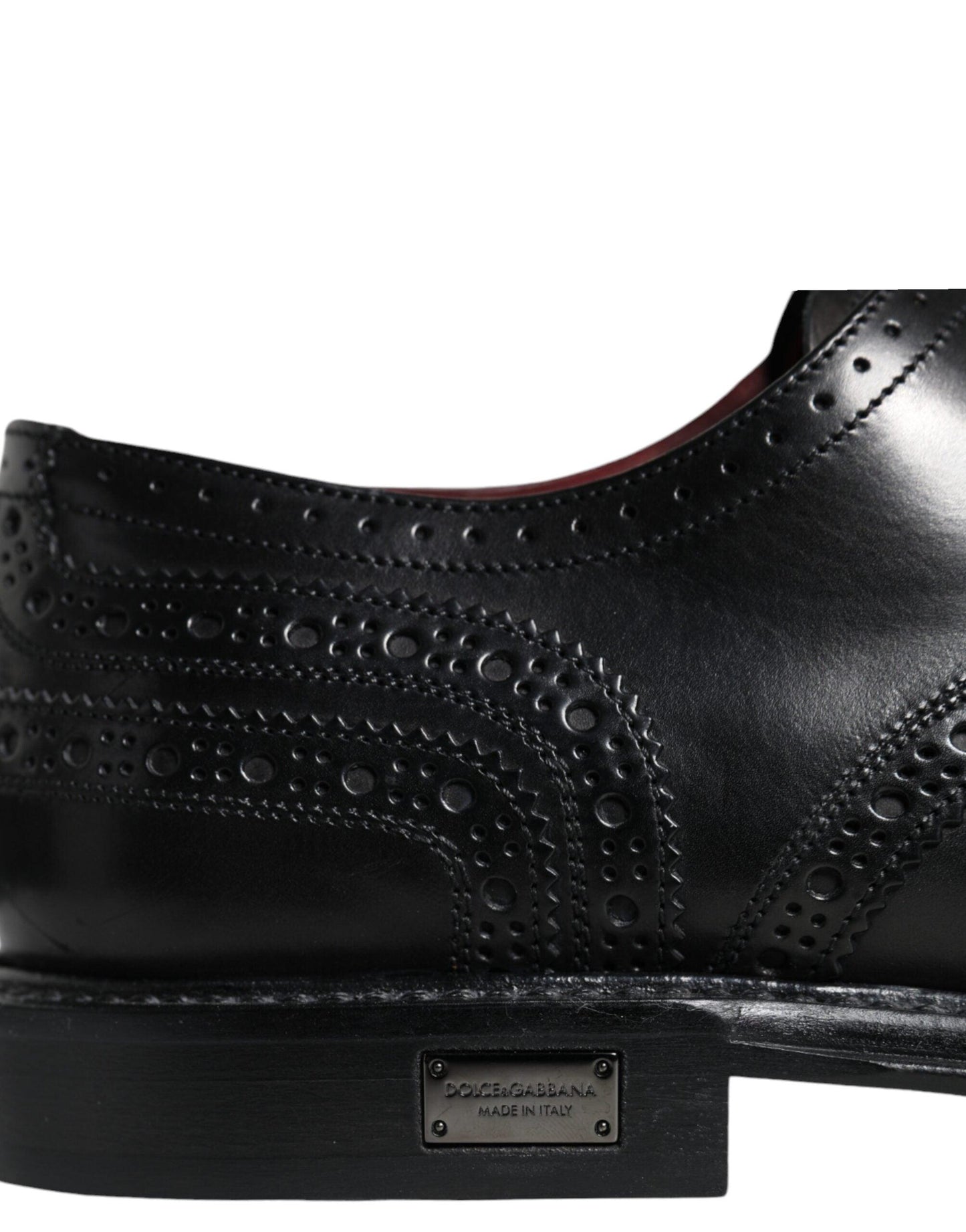 Dolce & Gabbana Black Leather Oxford Wingtip Formal Shoes - Arichezz.store