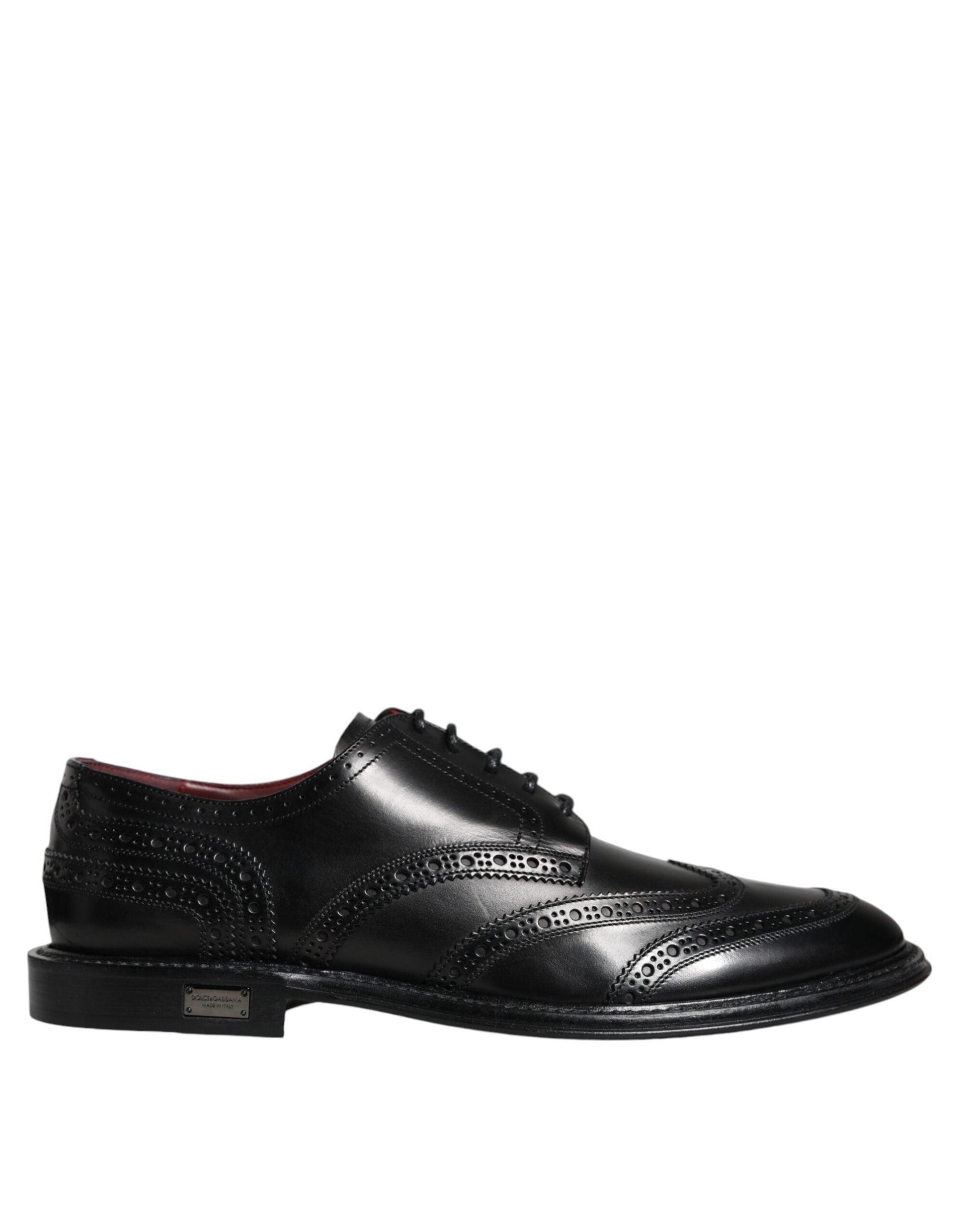 Dolce & Gabbana Black Leather Oxford Wingtip Formal Shoes - Arichezz.store