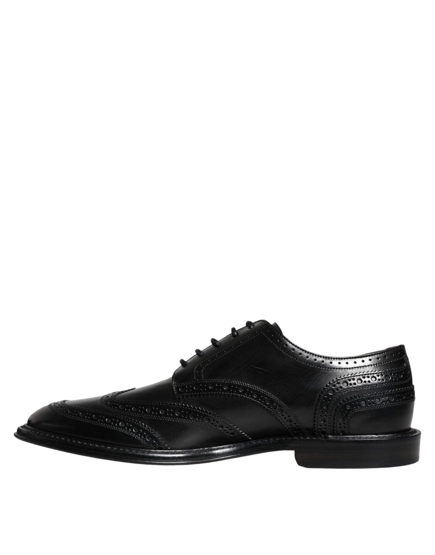 Dolce & Gabbana Black Leather Oxford Wingtip Formal Shoes - Arichezz.store