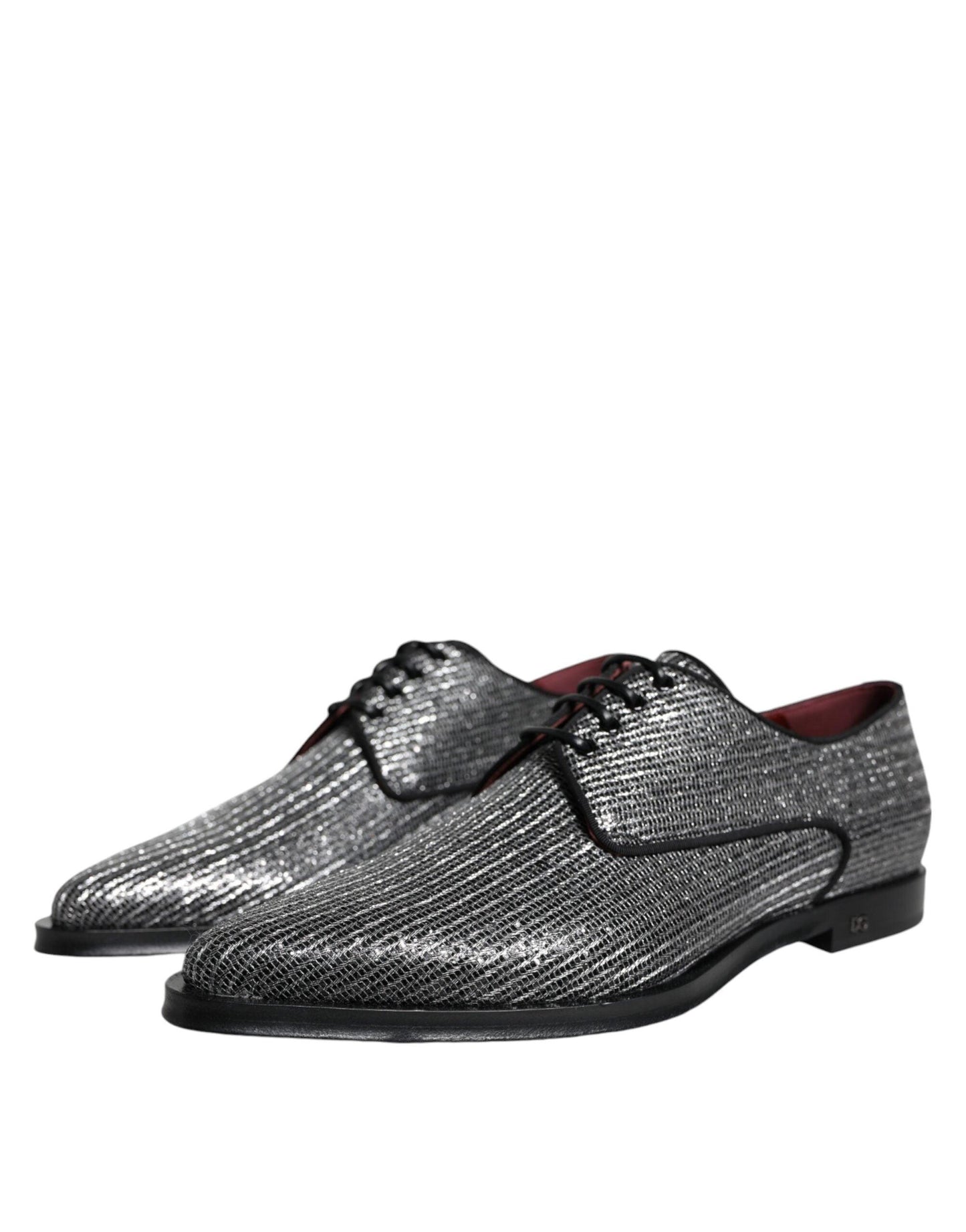 Dolce & Gabbana Silver Polyurethane Derby Formal Dress Shoes - Arichezz.store