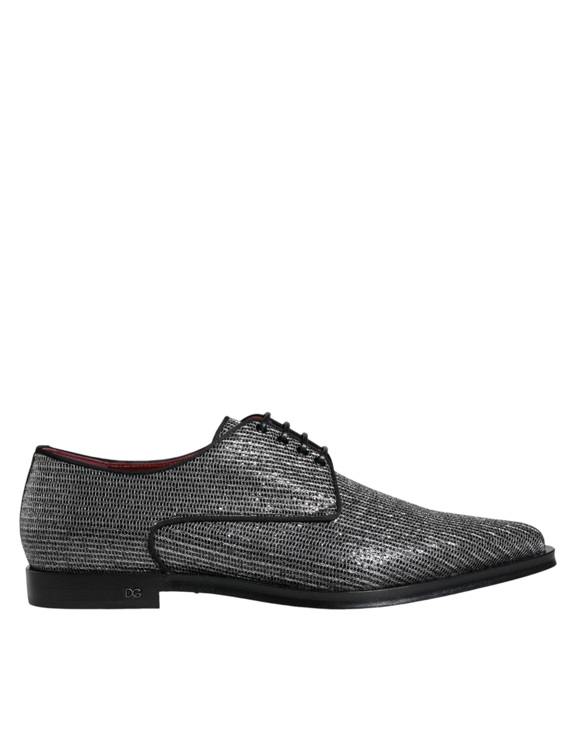 Dolce & Gabbana Silver Polyurethane Derby Formal Dress Shoes - Arichezz.store