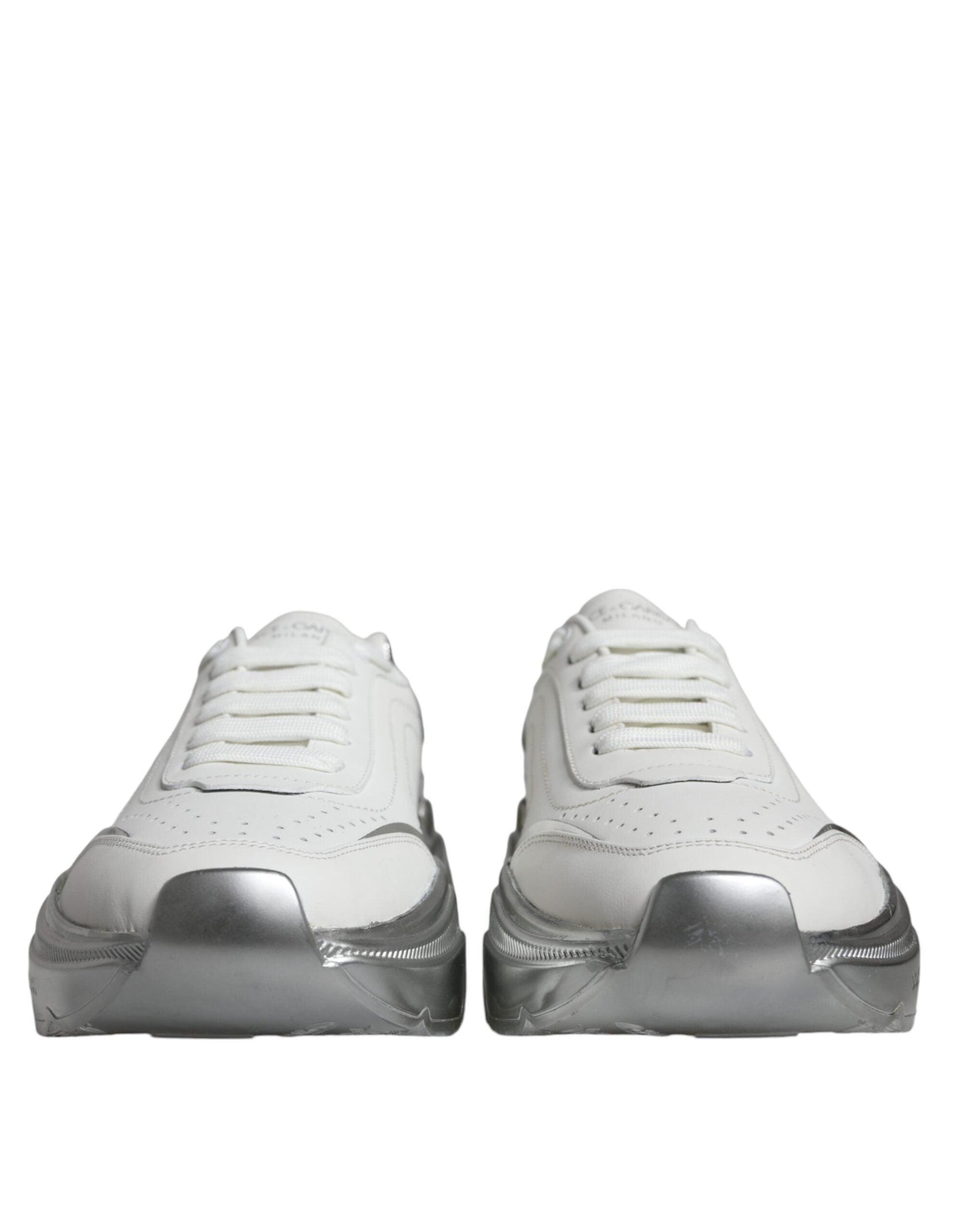 Dolce & Gabbana White Silver Daymaster Low Top Sneakers Shoes - Arichezz.store