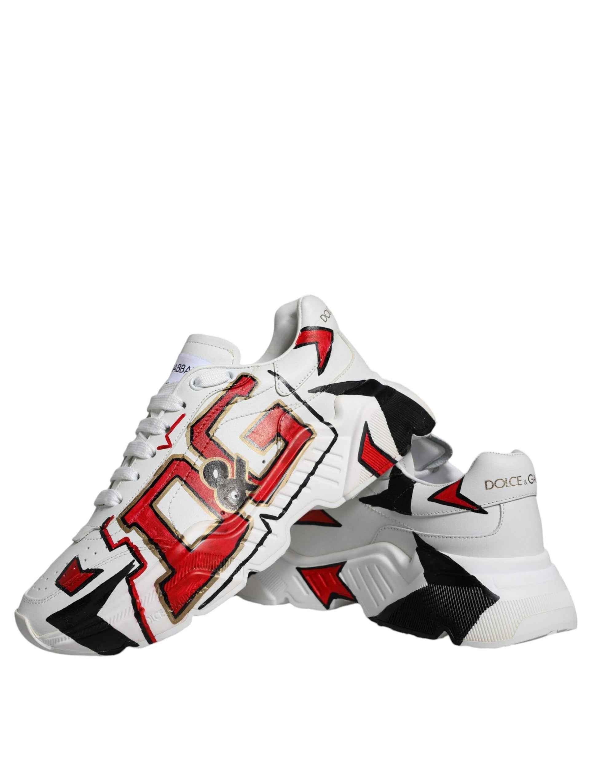 Dolce & Gabbana White Daymaster Hand Painted Sneakers Shoes - Arichezz.store