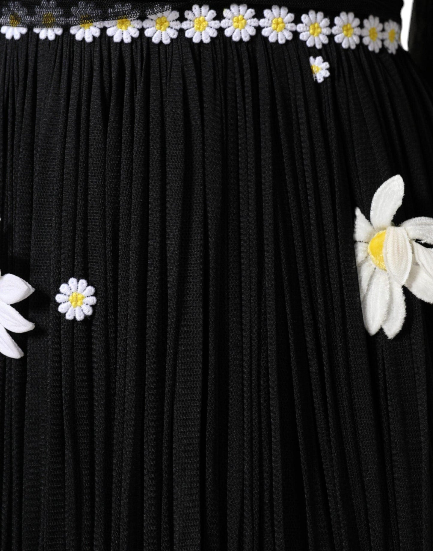 Dolce & Gabbana Black Silk Daisy A-line Long Maxi Dress - Arichezz.store