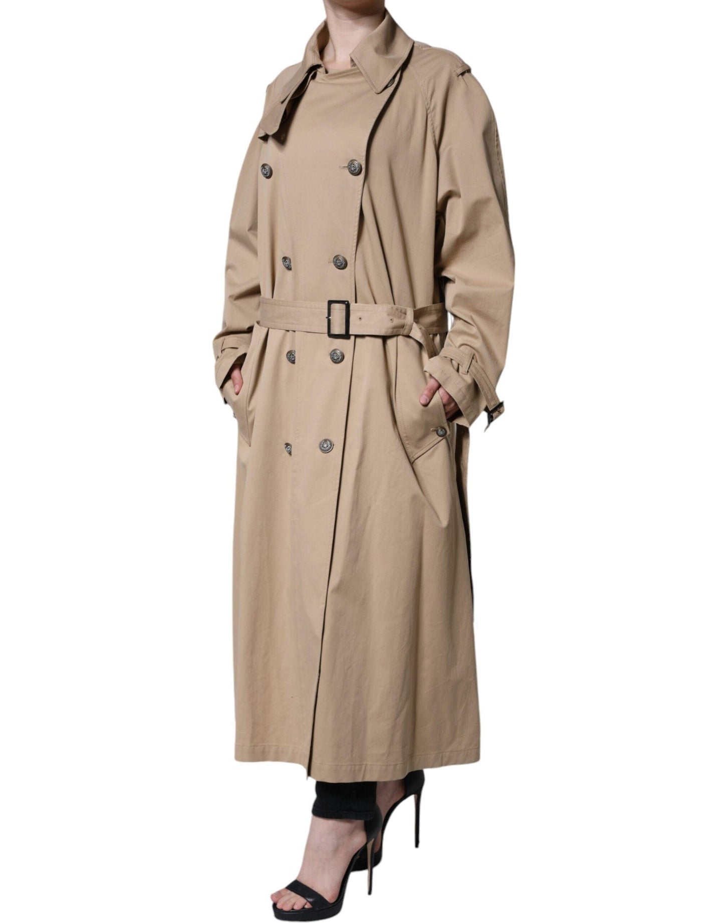 Dolce & Gabbana Khaki Double Breasted Trench Coat - Arichezz.store