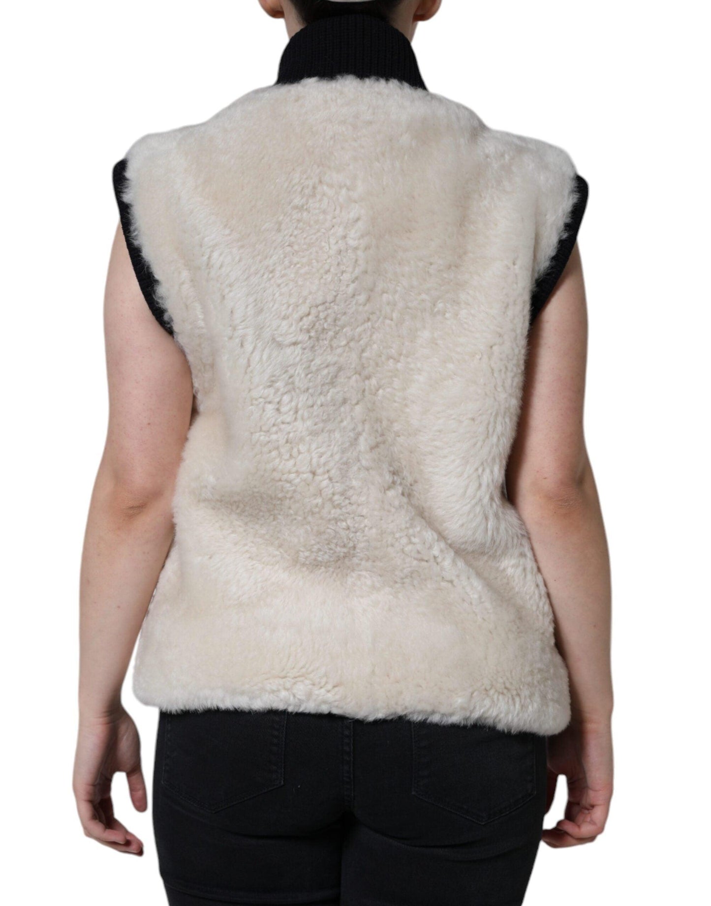 Burberry White Warrenford Shearling Leather Vest Coat - Arichezz.store