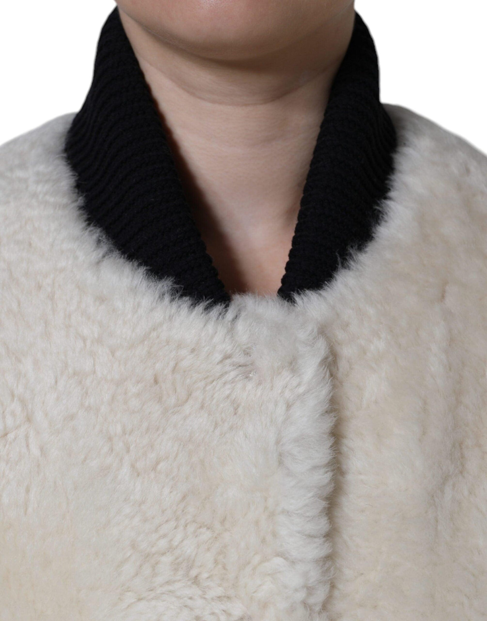 Burberry White Warrenford Shearling Leather Vest Coat - Arichezz.store